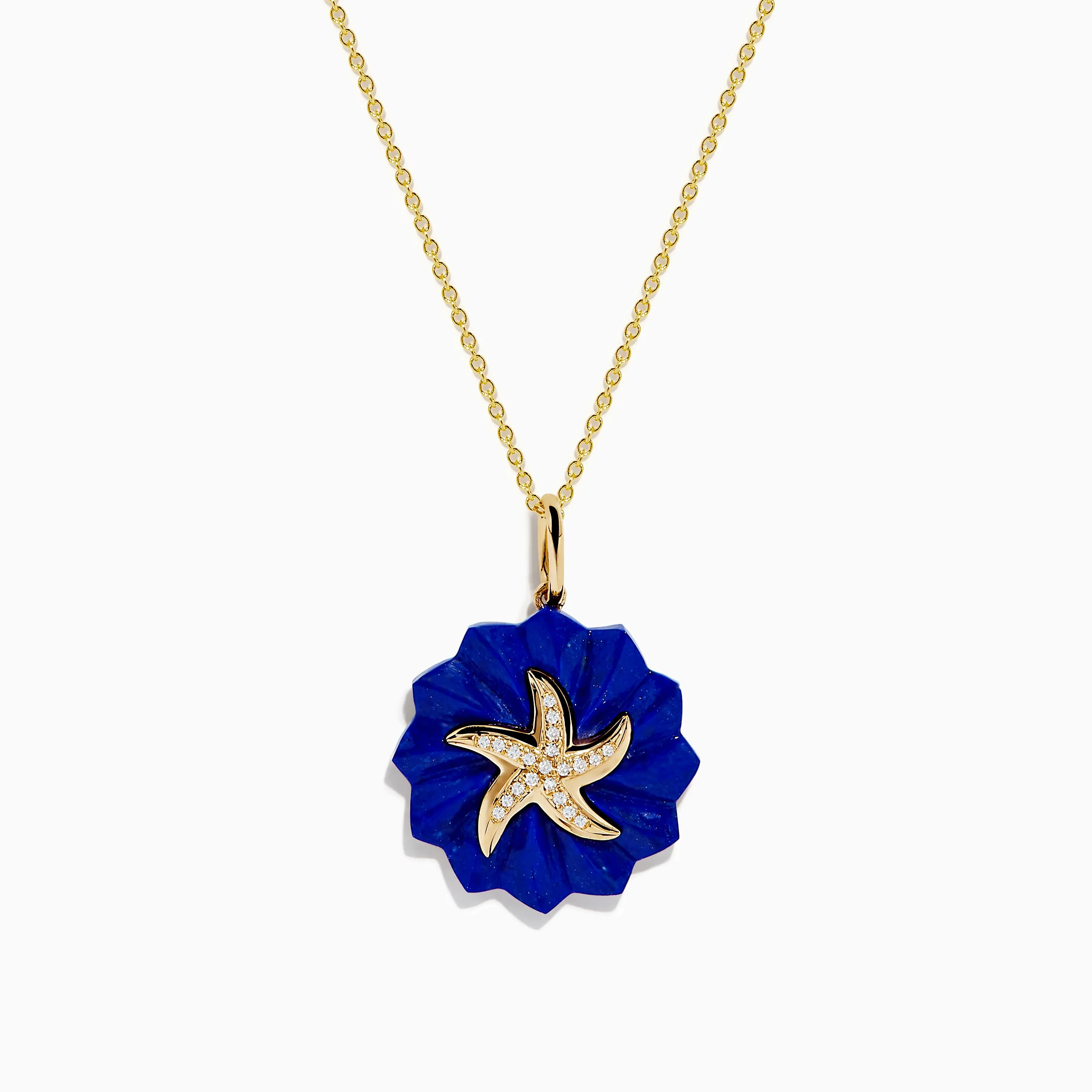 Seaside 14K Yellow Gold Lapis and Diamond Starfish Pendant sold by Effy