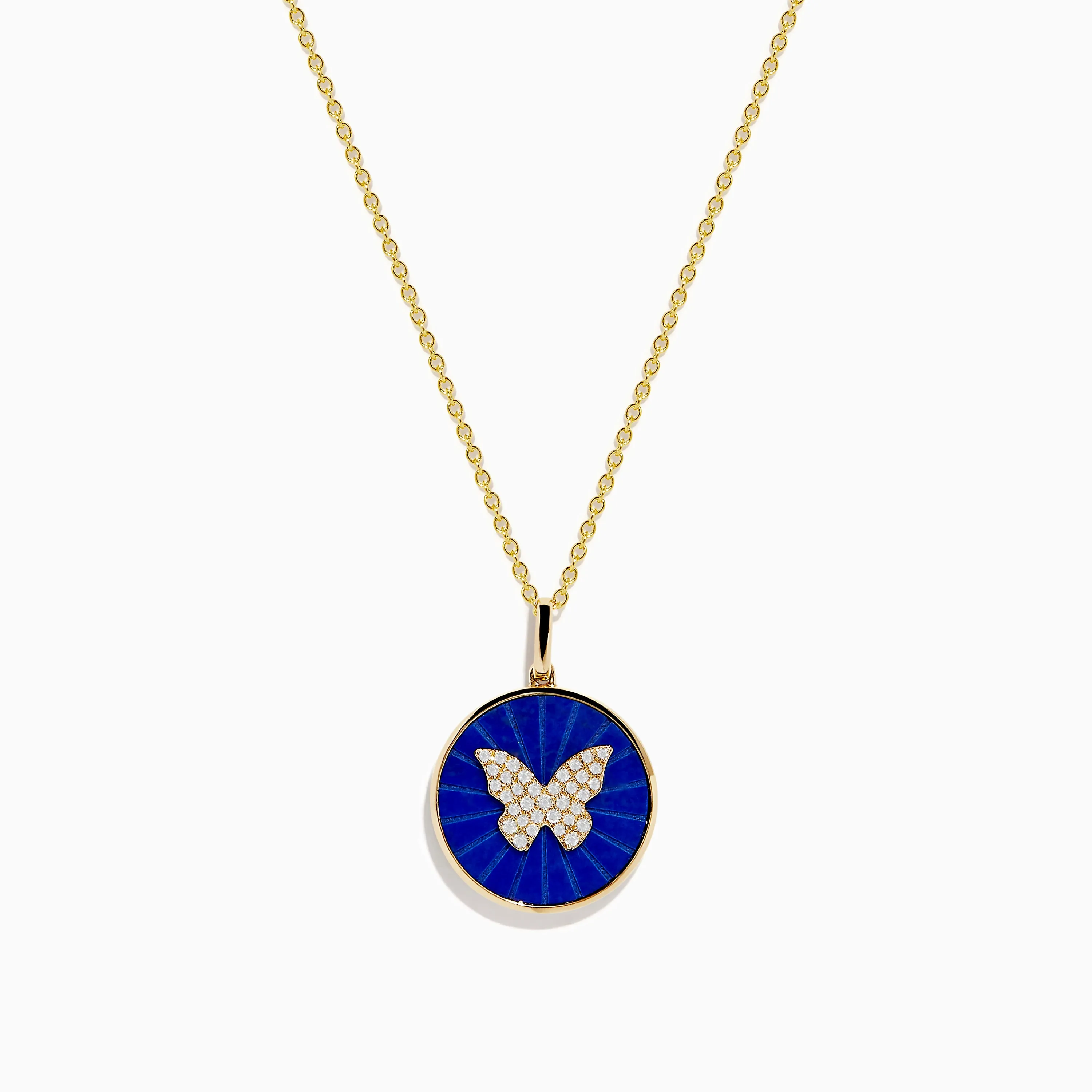 Nature 14K Yellow Gold Lapis and Diamond Butterfly Pendant sold by Effy