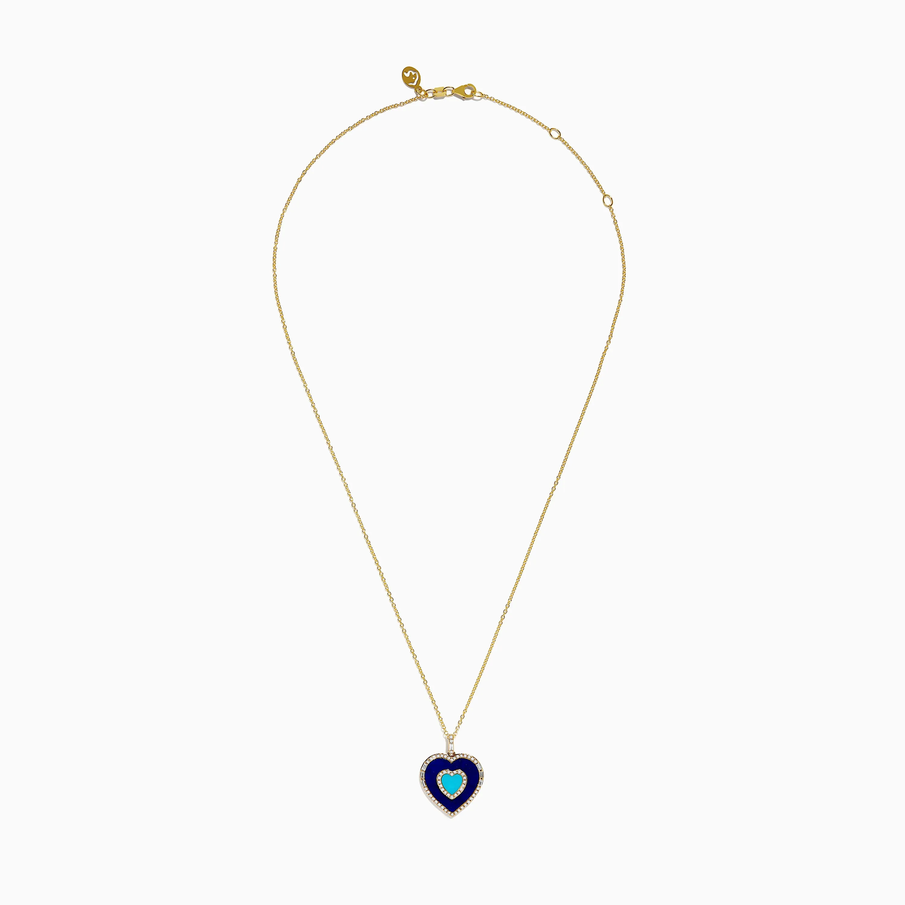 Novelty 14K Yellow Gold Lapis, Turquoise and Diamond Heart Pendant sold by Effy product image thumbnail 2