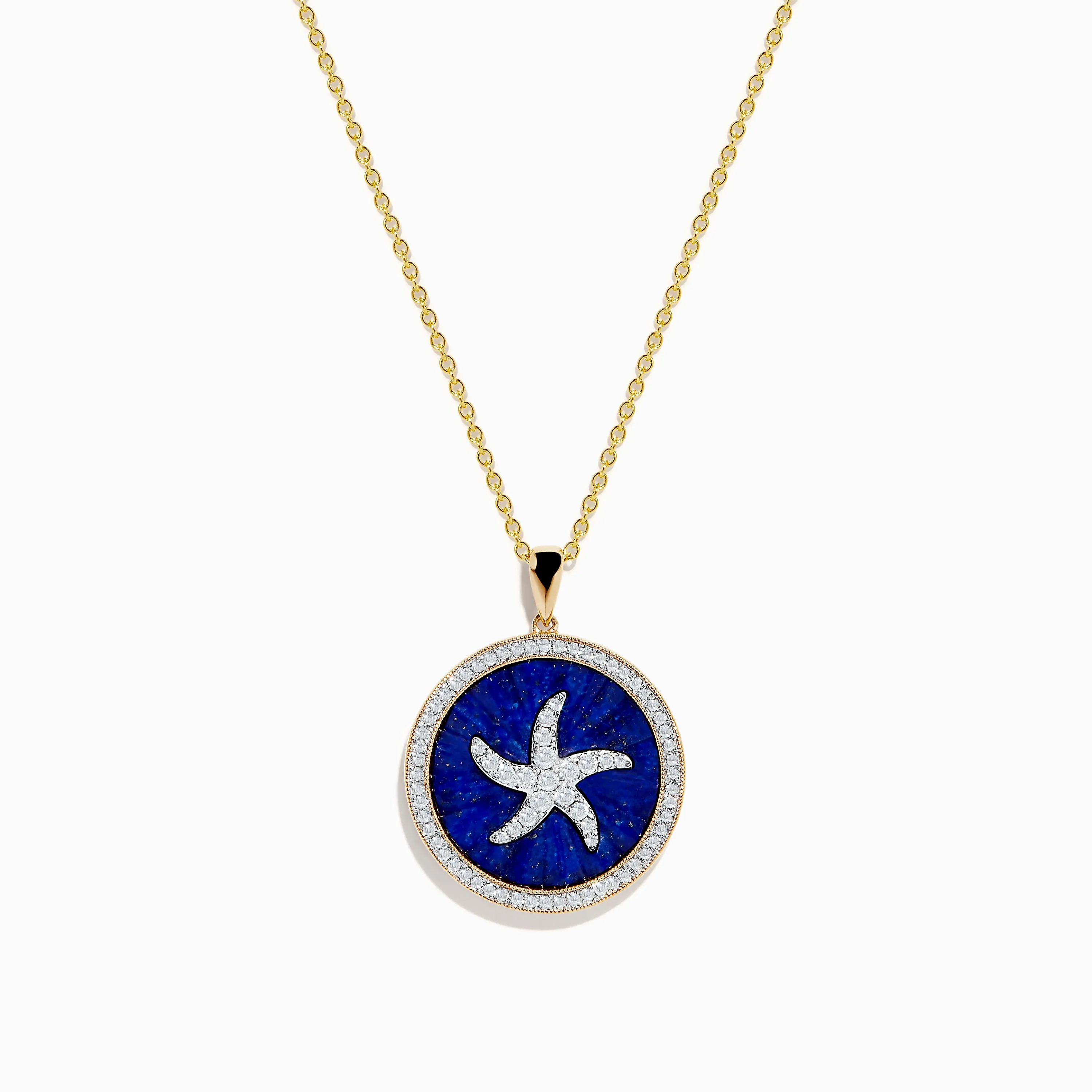 Seaside 14K Yellow Gold Lapis and Diamond Starfish Pendant sold by Effy