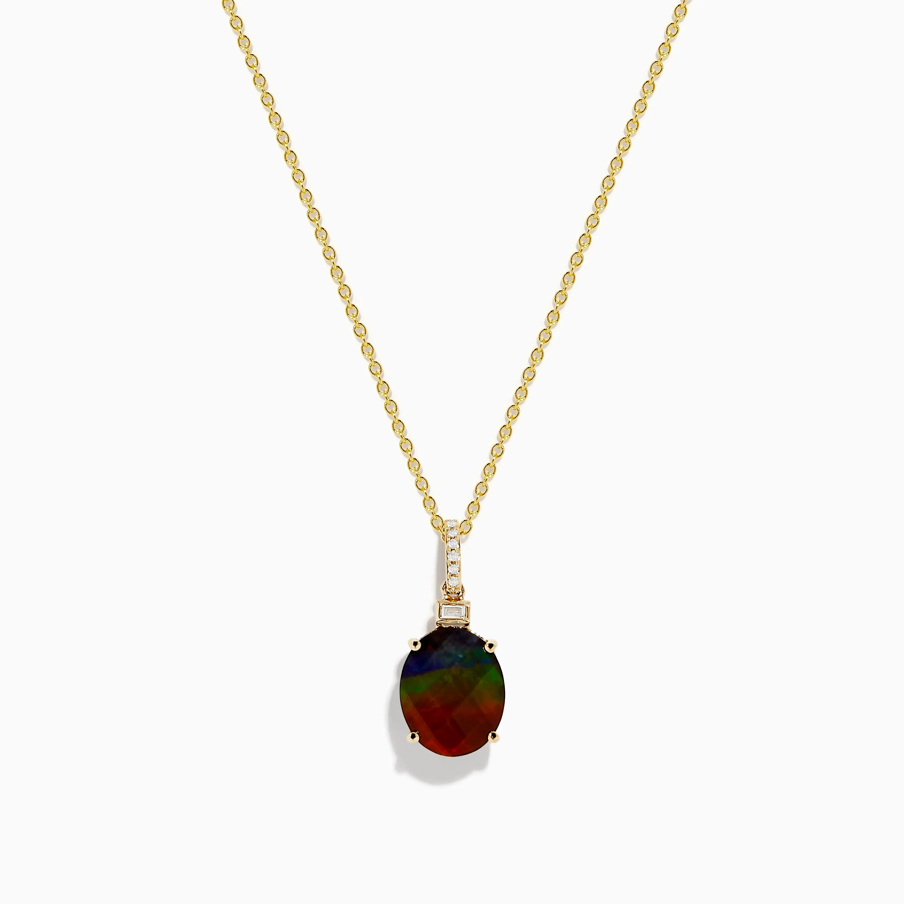 14K Yellow Gold Ammolite and Diamond Pendant sold by Effy