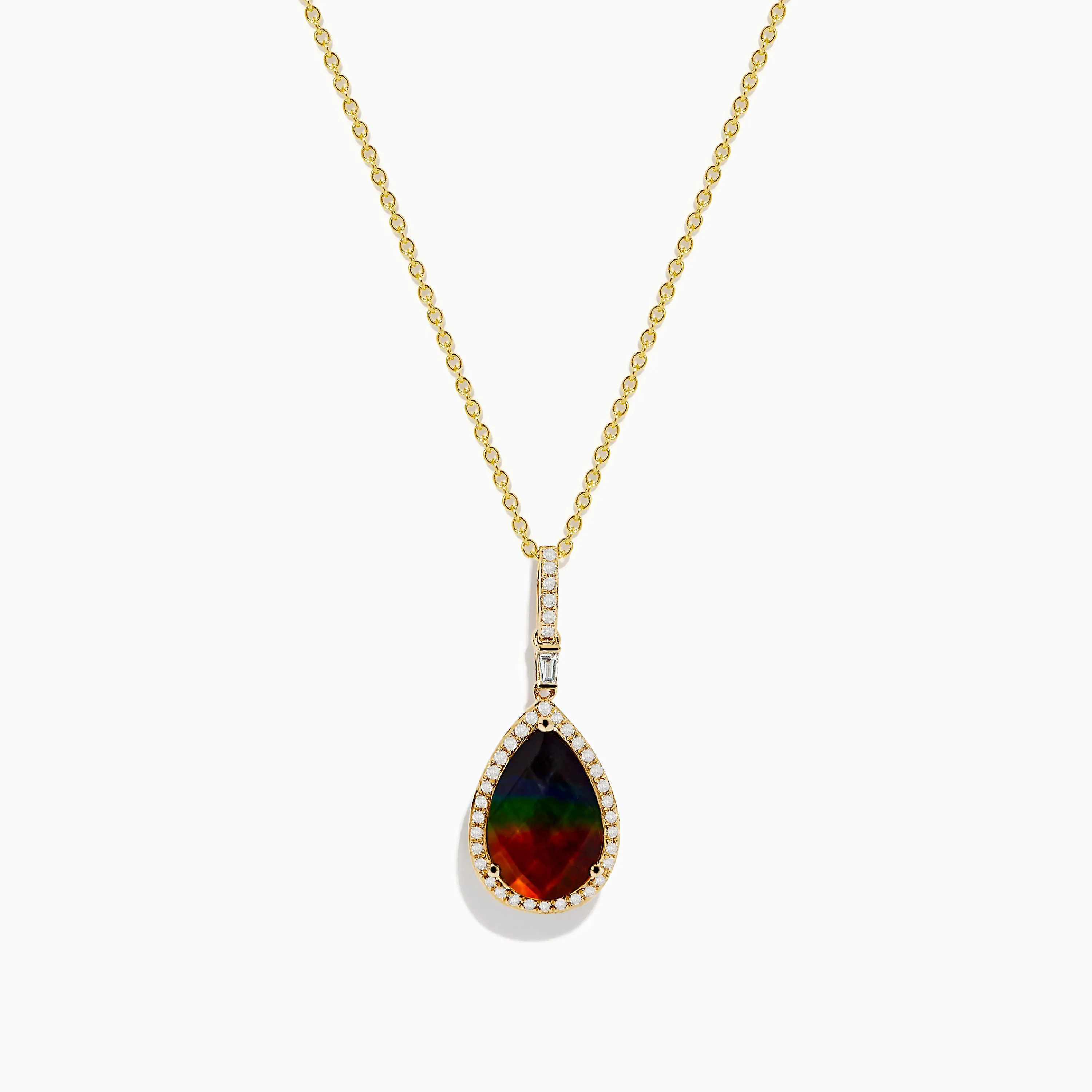 14K Yellow Gold Ammolite and Diamond Pendant sold by Effy