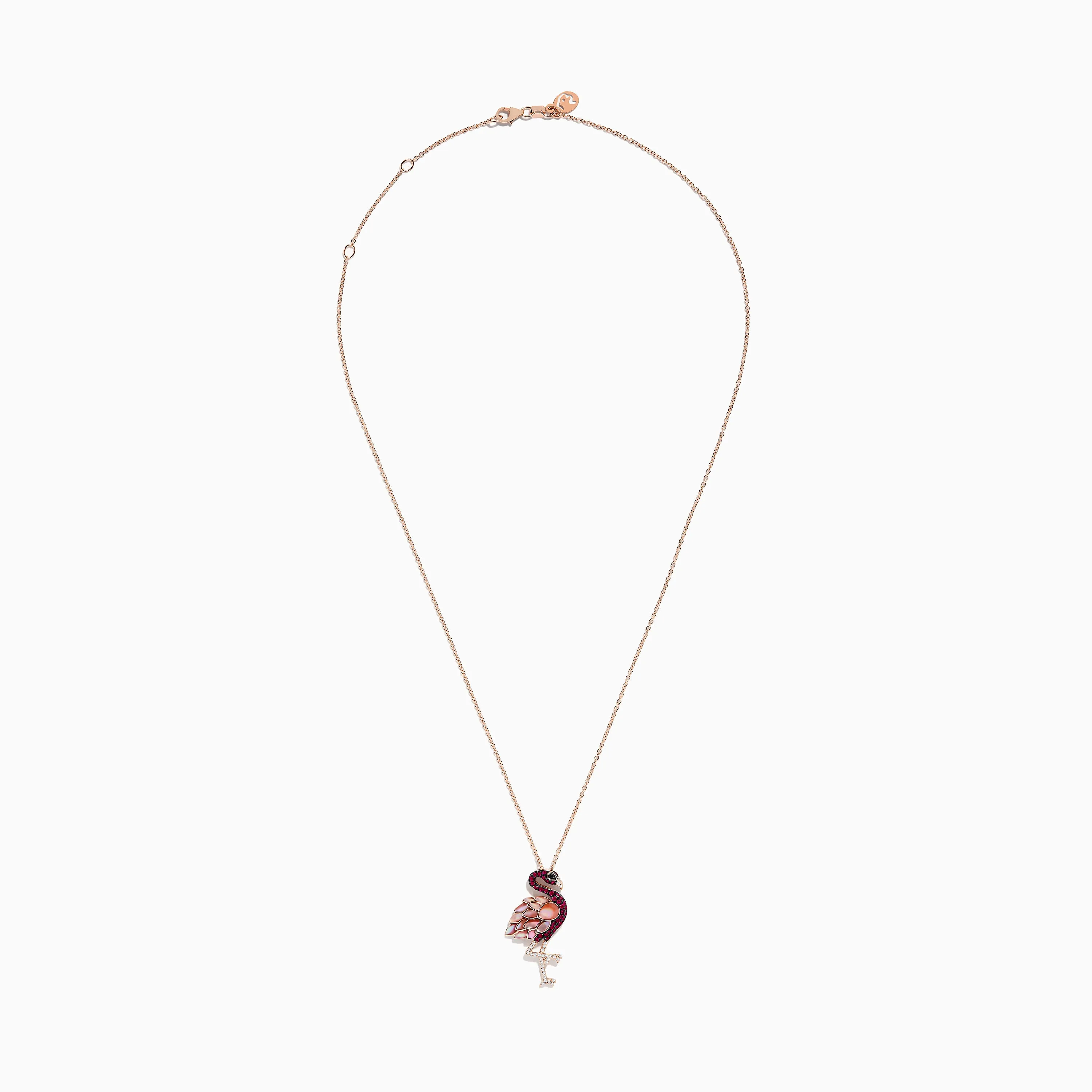 Safari 14K Rose Gold Ruby and Diamond Flamingo Pendant sold by Effy product image thumbnail 2