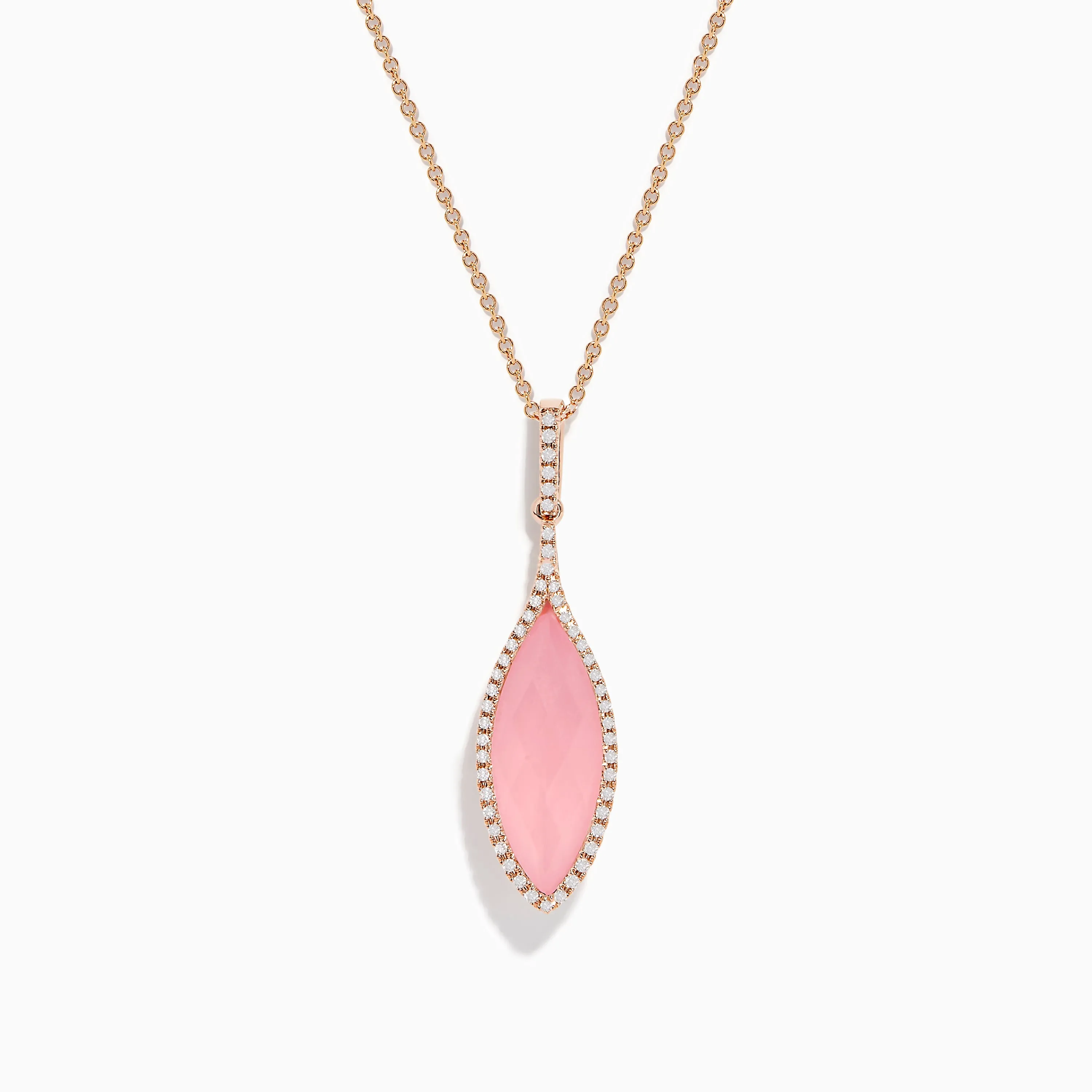 14K Rose Gold Diamond and Rose Quartz Pendant sold by Effy