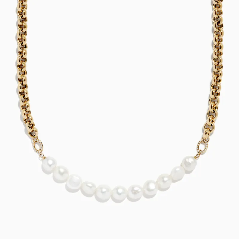 14K Yellow Gold Cultured Fresh Water Pearl &Gold Chain Necklace sold by Effy