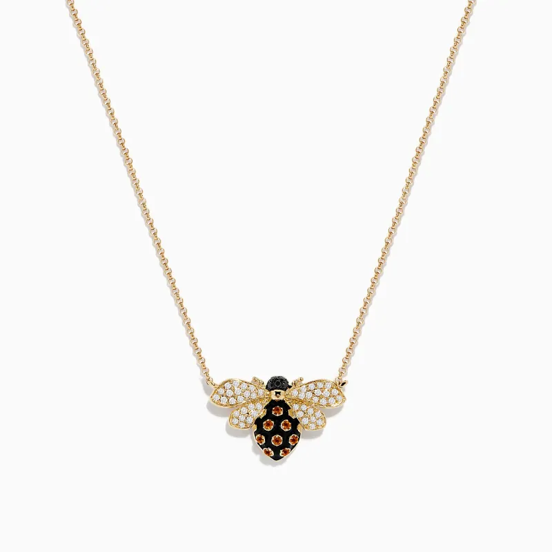 Safari 14K Yellow Gold Diamond and Citrine Bee Necklace sold by Effy