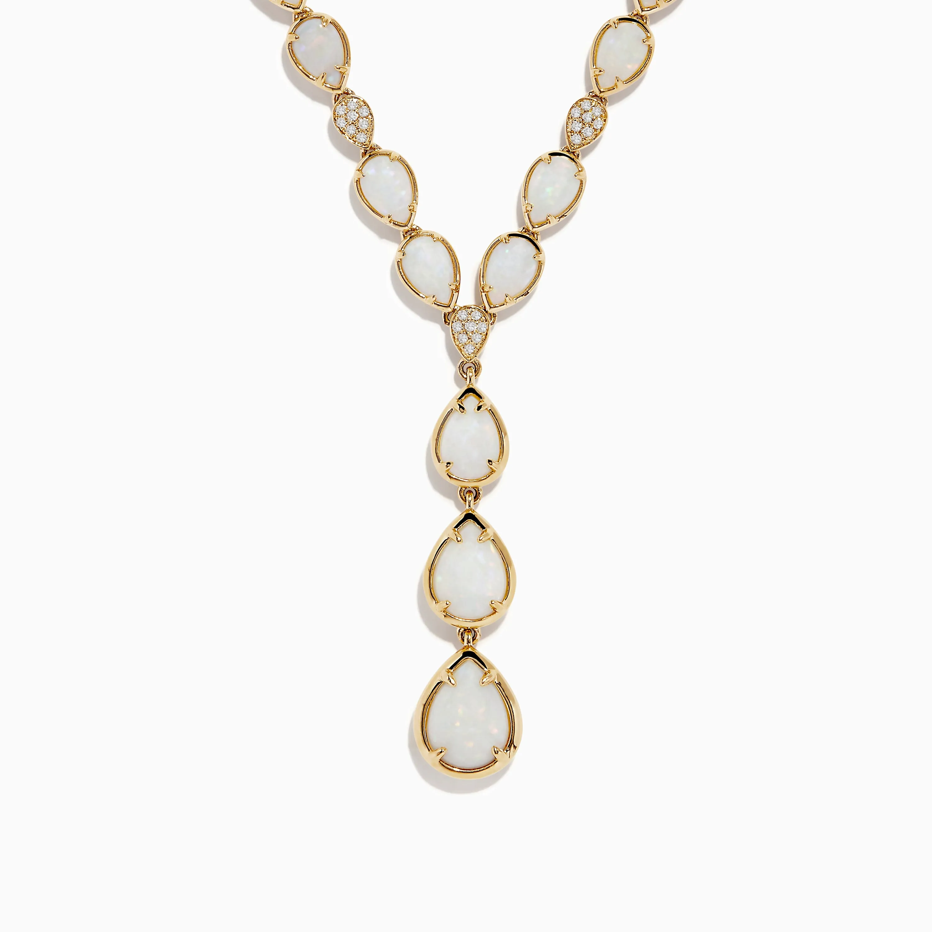 Aurora 14K Yellow Gold Opal and Diamond Y Necklace sold by Effy