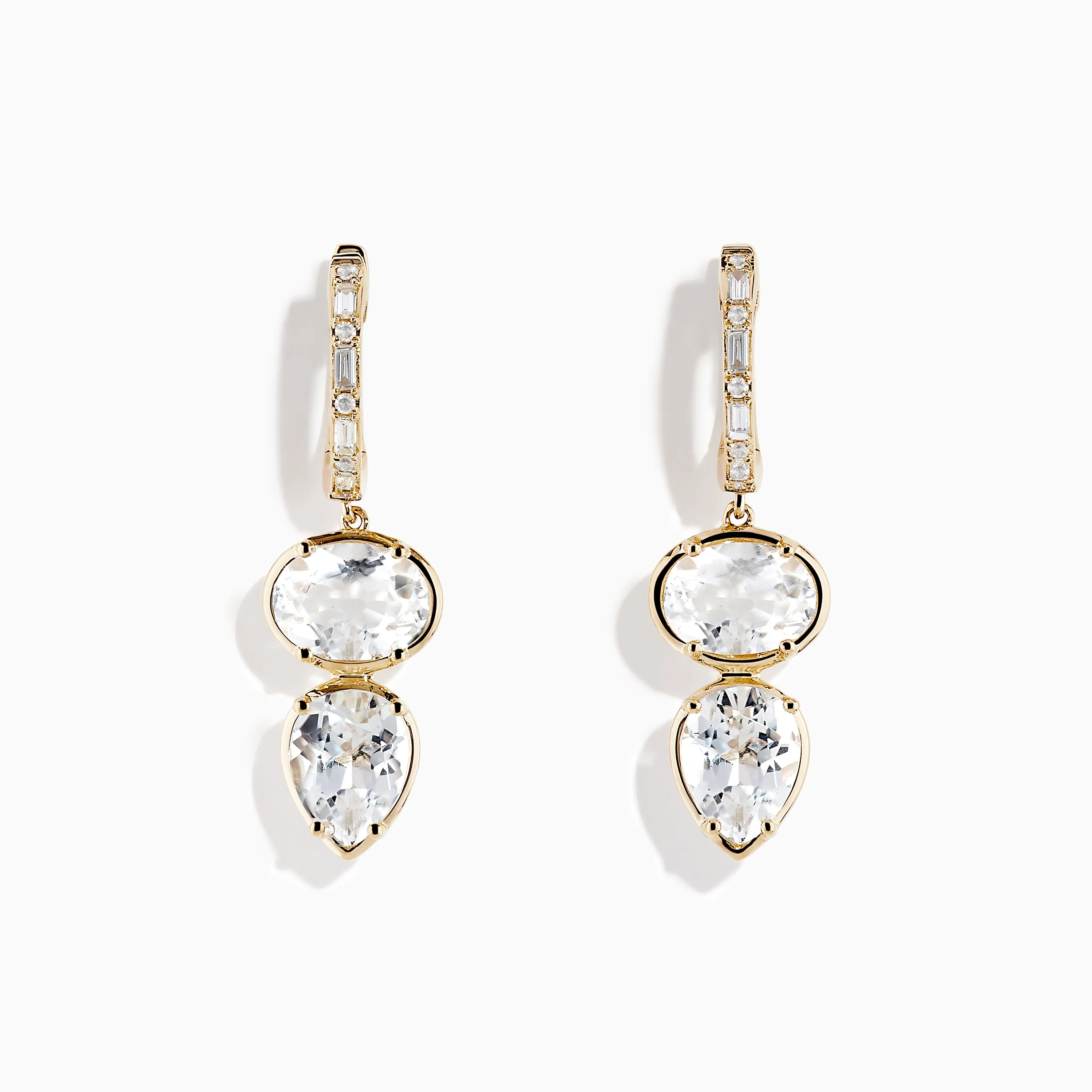 14K Yellow Gold White Topaz and Diamond Earrings sold by Effy