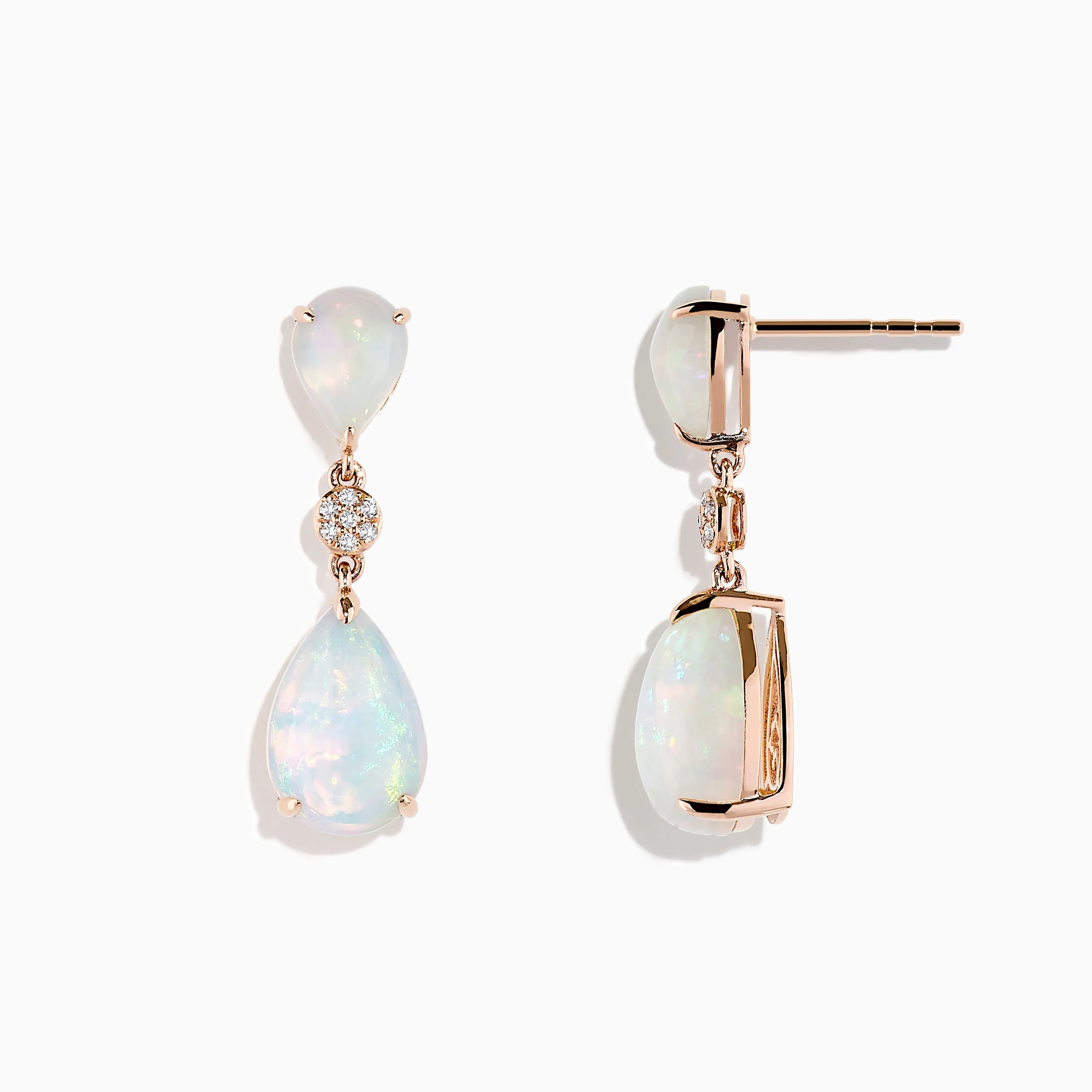 14K Rose Gold Opal and Diamond Drop Earrings sold by Effy product image thumbnail 2