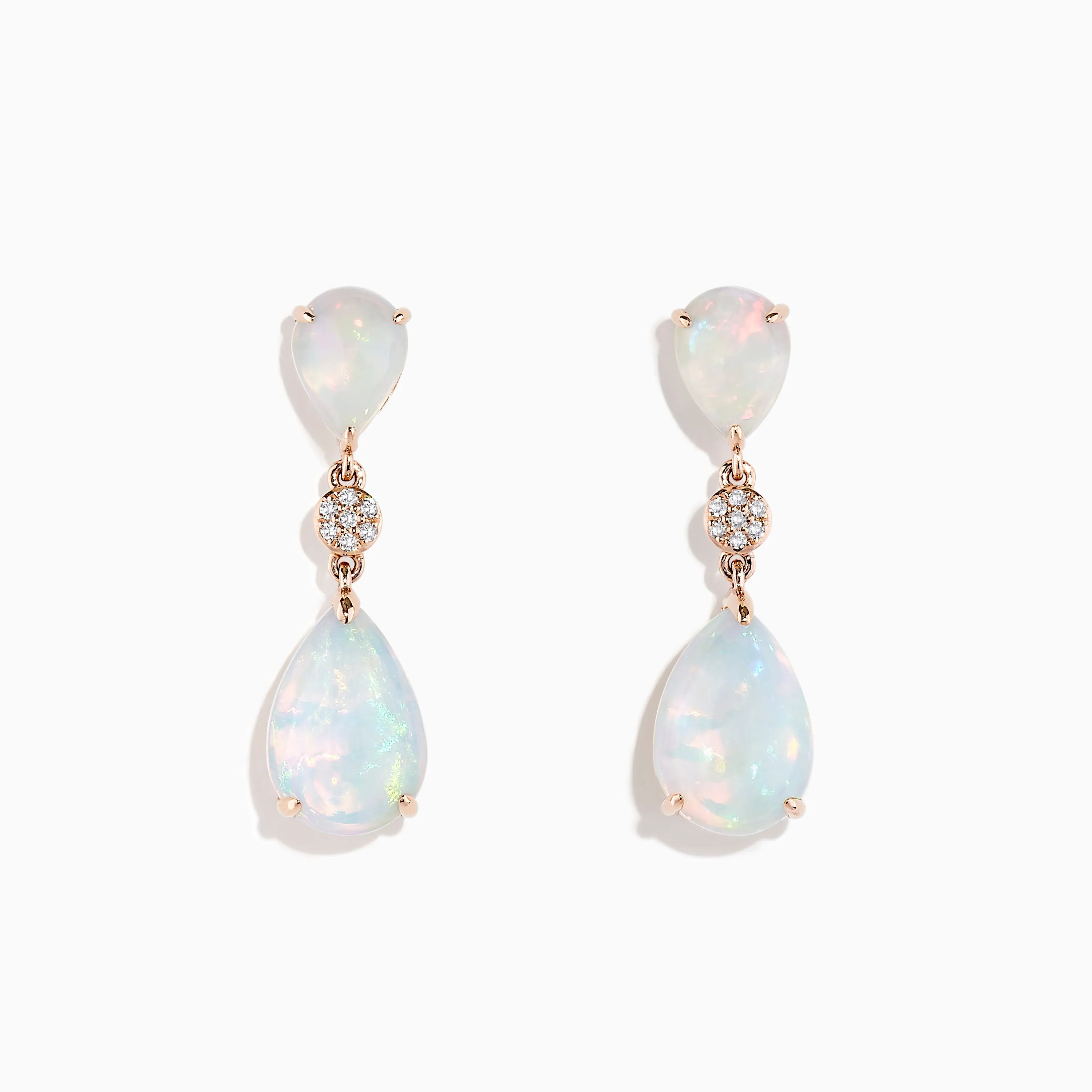 14K Rose Gold Opal and Diamond Drop Earrings sold by Effy