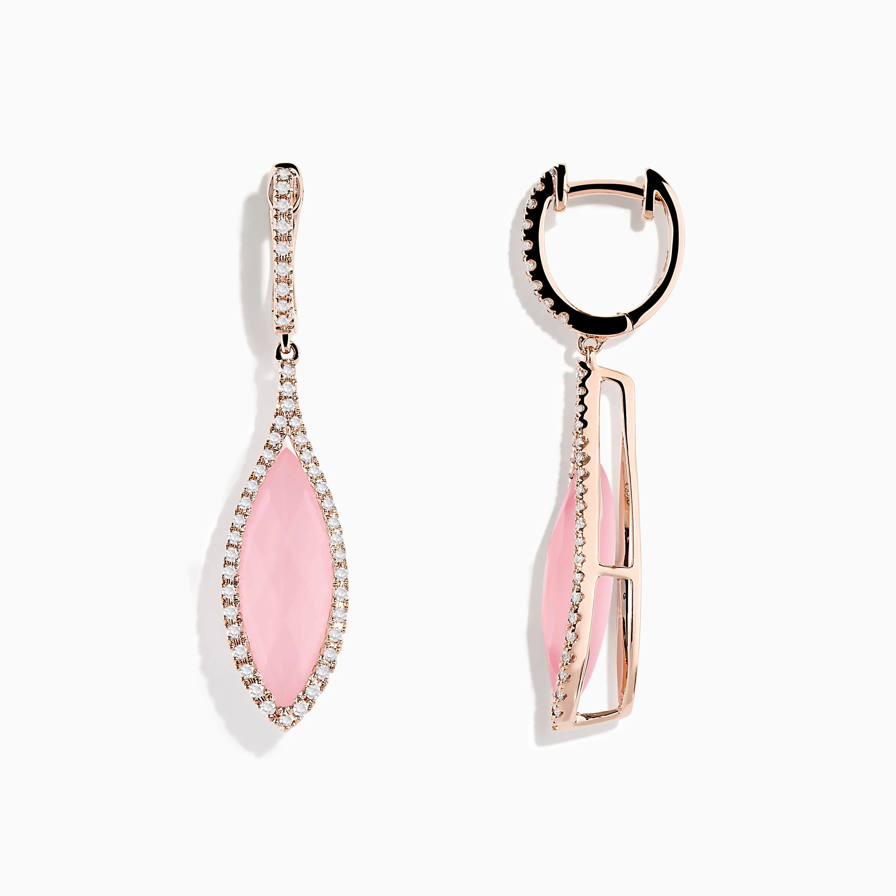 14K Rose Gold Rose Quartz and Diamond Earrings sold by Effy product image thumbnail 2