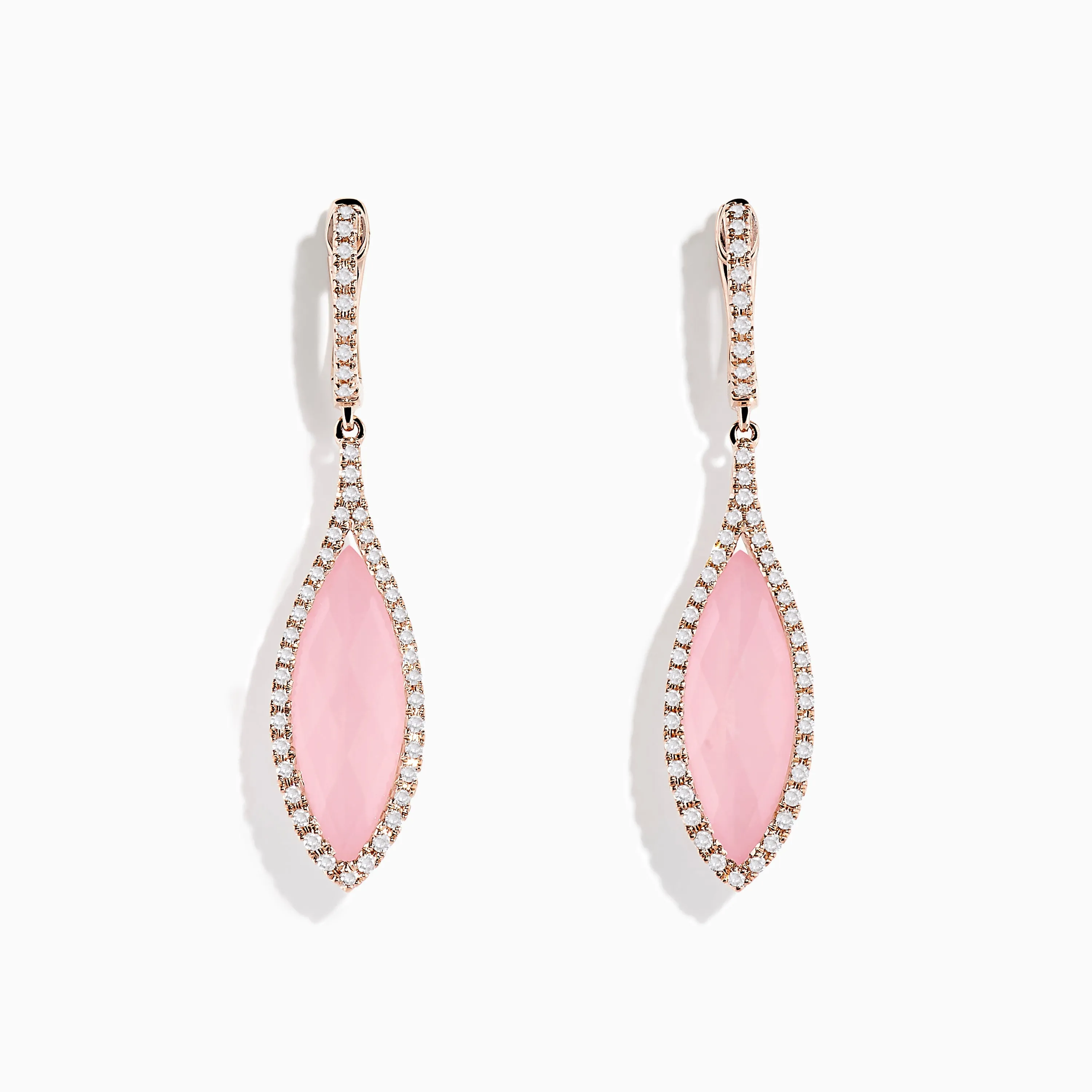 14K Rose Gold Rose Quartz and Diamond Earrings sold by Effy