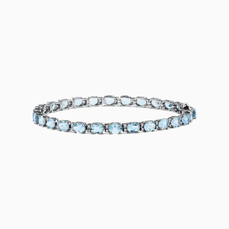 Aquarius 14K White Gold Aquamarine Tennis Bracelet 8.23 TCW made by Effy