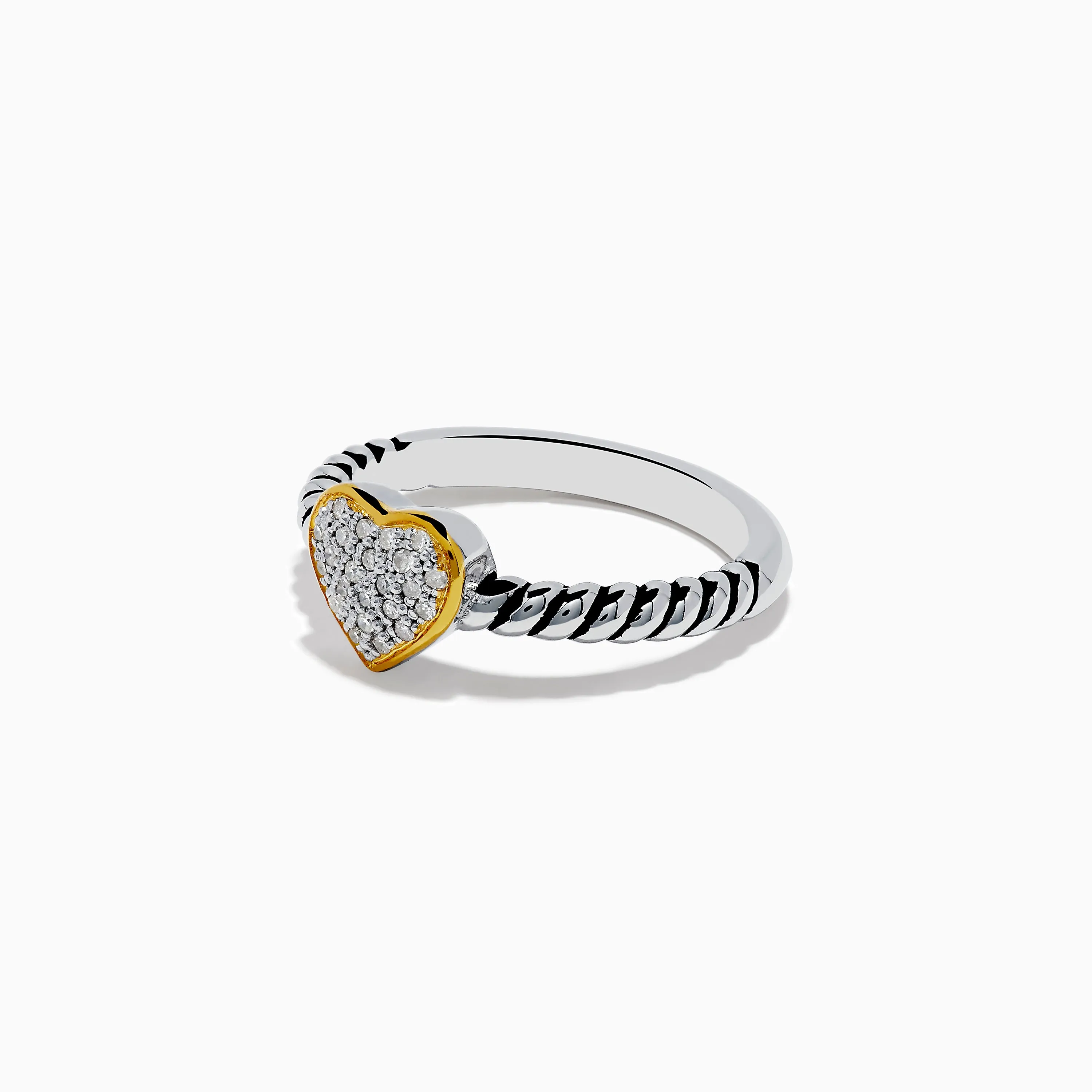 925 Sterling Silver Two Tone Gold Plated Diamond Heart Ring sold by Effy product image thumbnail 2
