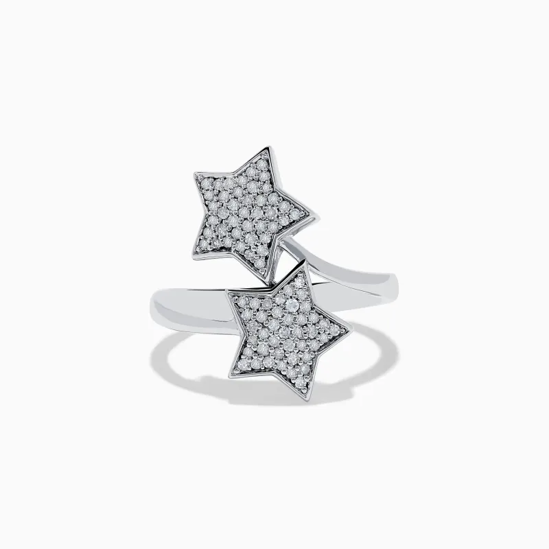 Novelty 925 Sterling Silver and Diamond Star Ring sold by Effy