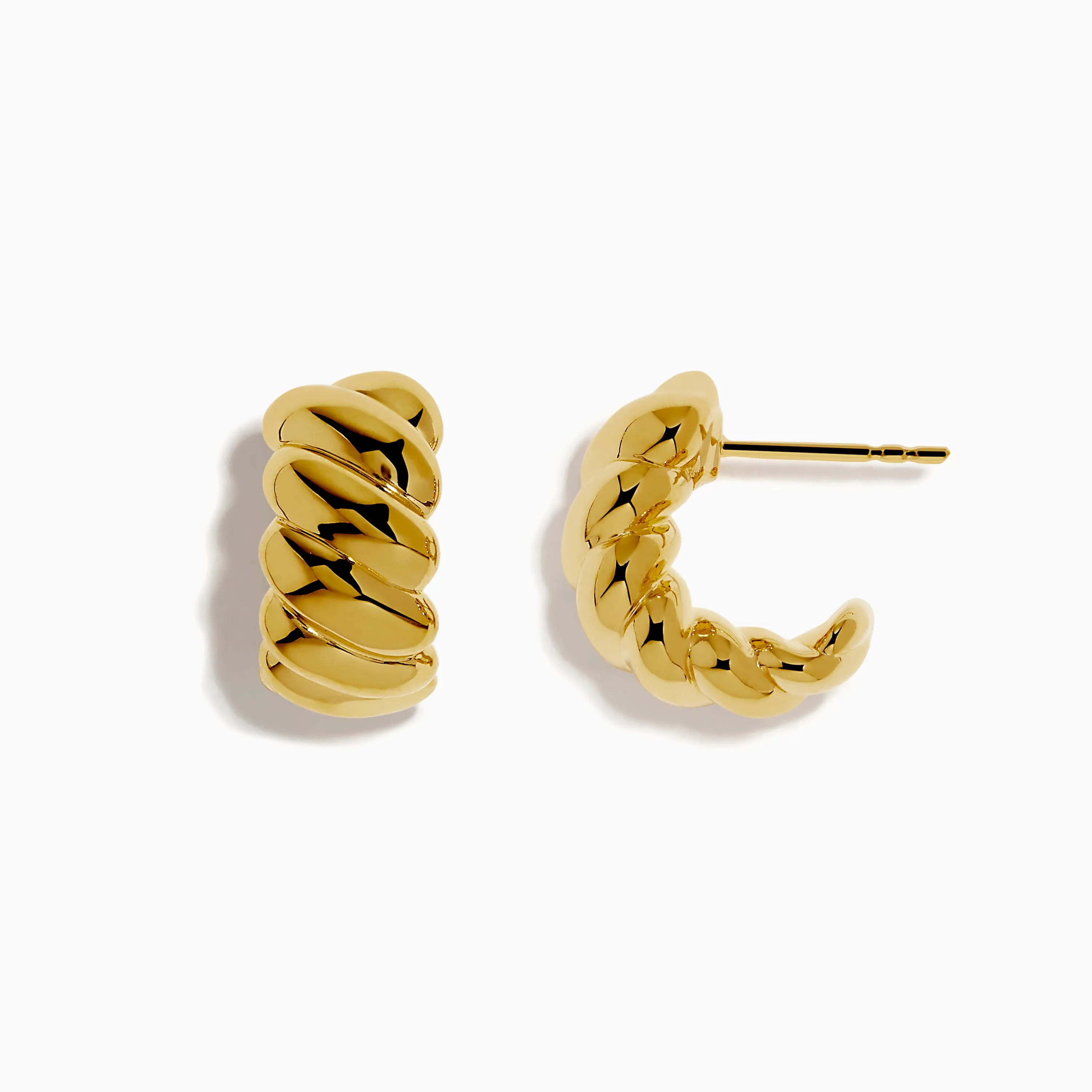 14K Yellow Gold Hollow Croissant Hoop Earrings sold by Effy product image thumbnail 2