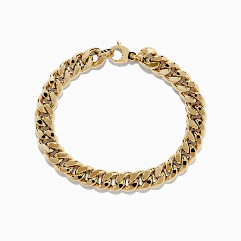 14K Yellow Gold Hollow Curb Chain Bracelet 7.5" sold by Effy