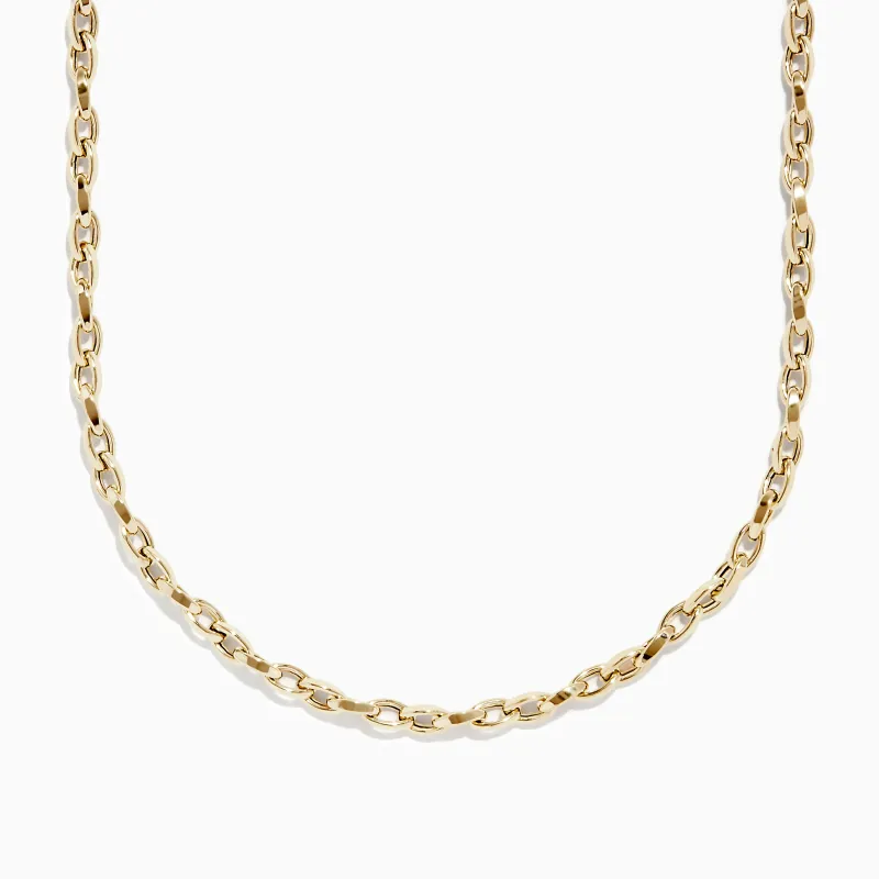 Men's 14K Yellow Gold Hollow Interlock Oval Chain Link Necklace 22" sold by Effy