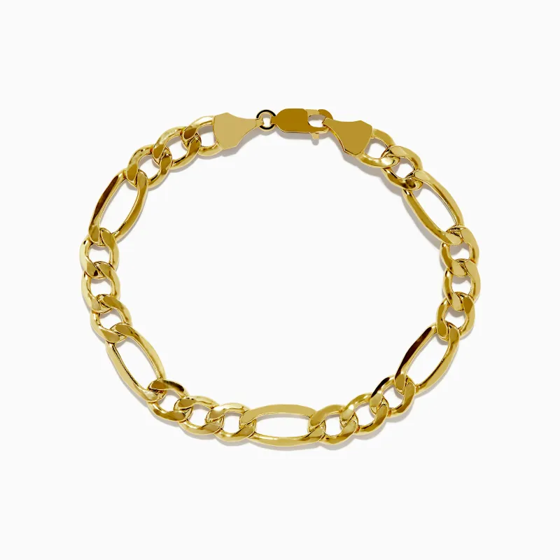 Men's 14K Yellow Gold Figaro Chain Link Bracelet 9" sold by Effy