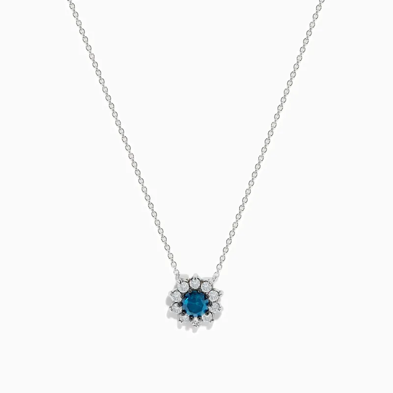 Bella Bleu 14K White Gold Blue and White Diamond Pendant 1.60 TCW sold by Effy