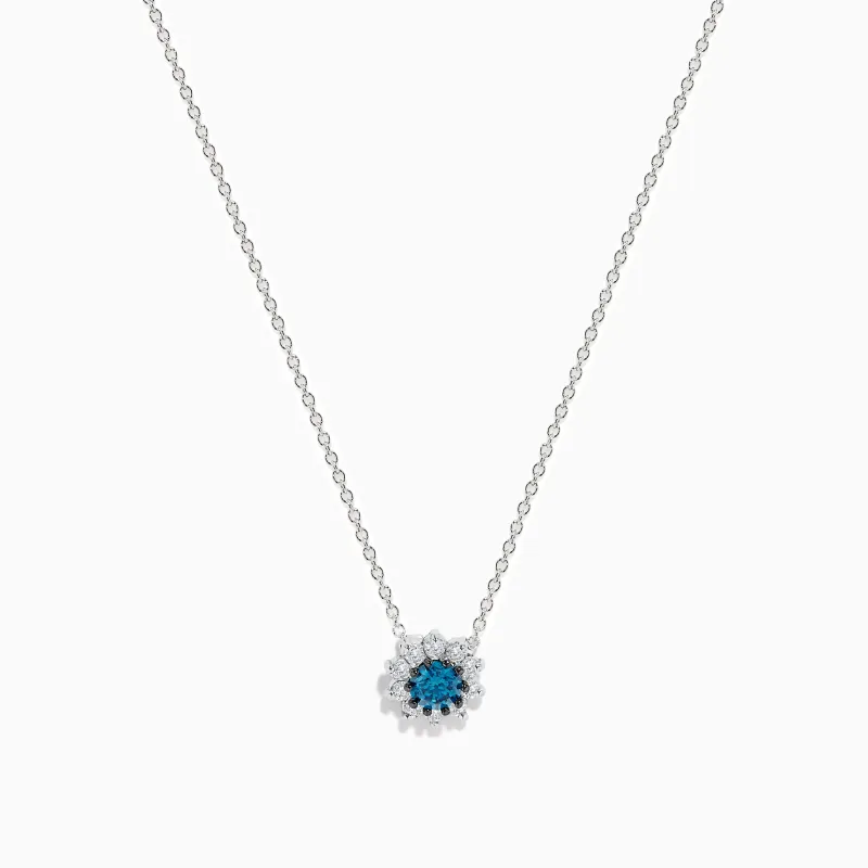 Bella Bleu 14K White Gold Blue and White Diamond Pendant 0.60 TCW sold by Effy