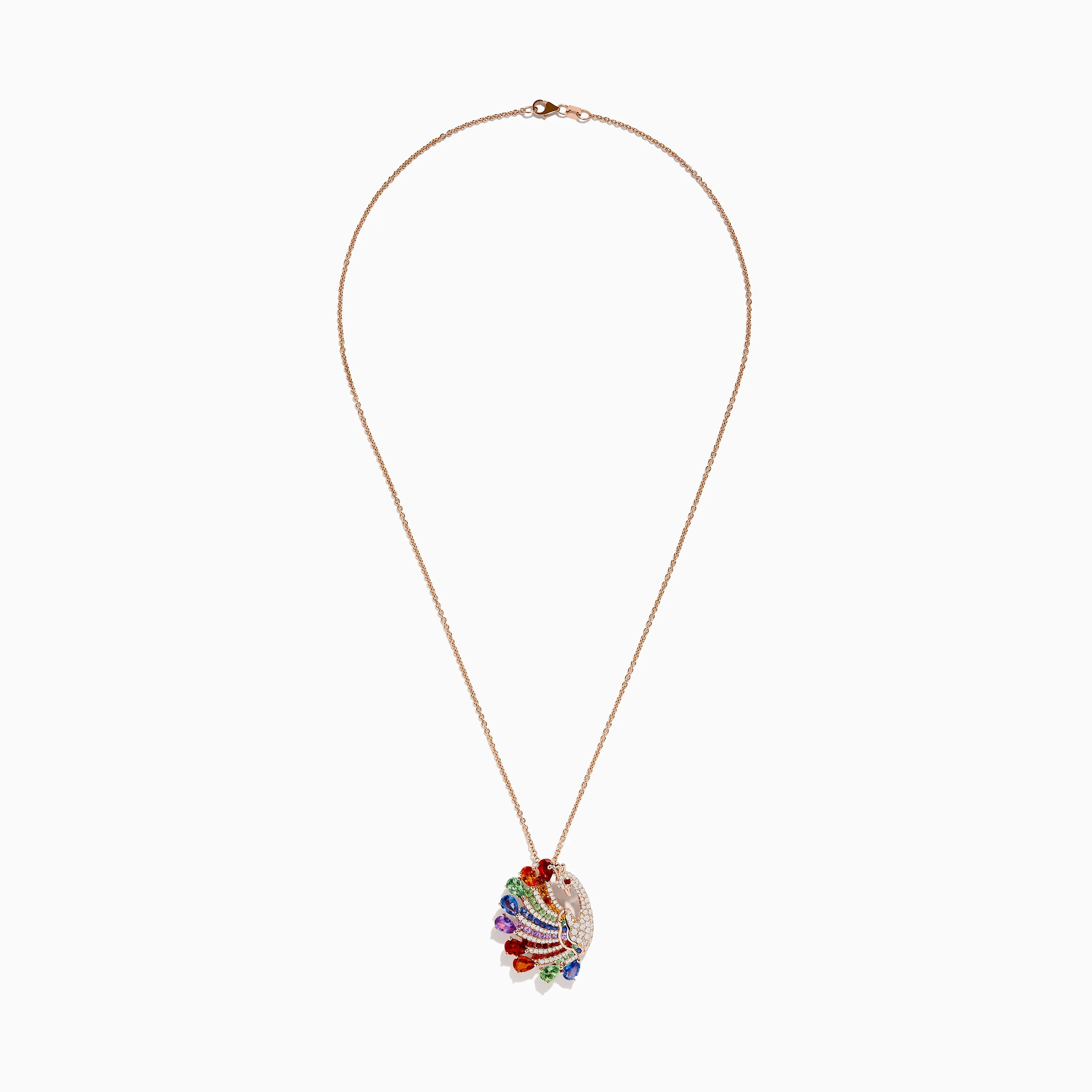 Safari 14K Rose Gold Multi Sapphire and Diamond Peacock Pendant sold by Effy product image thumbnail 2