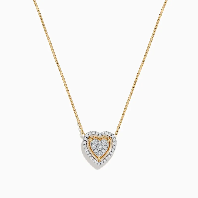 Novelty 14K Yellow Gold Diamond Heart Necklace sold by Effy