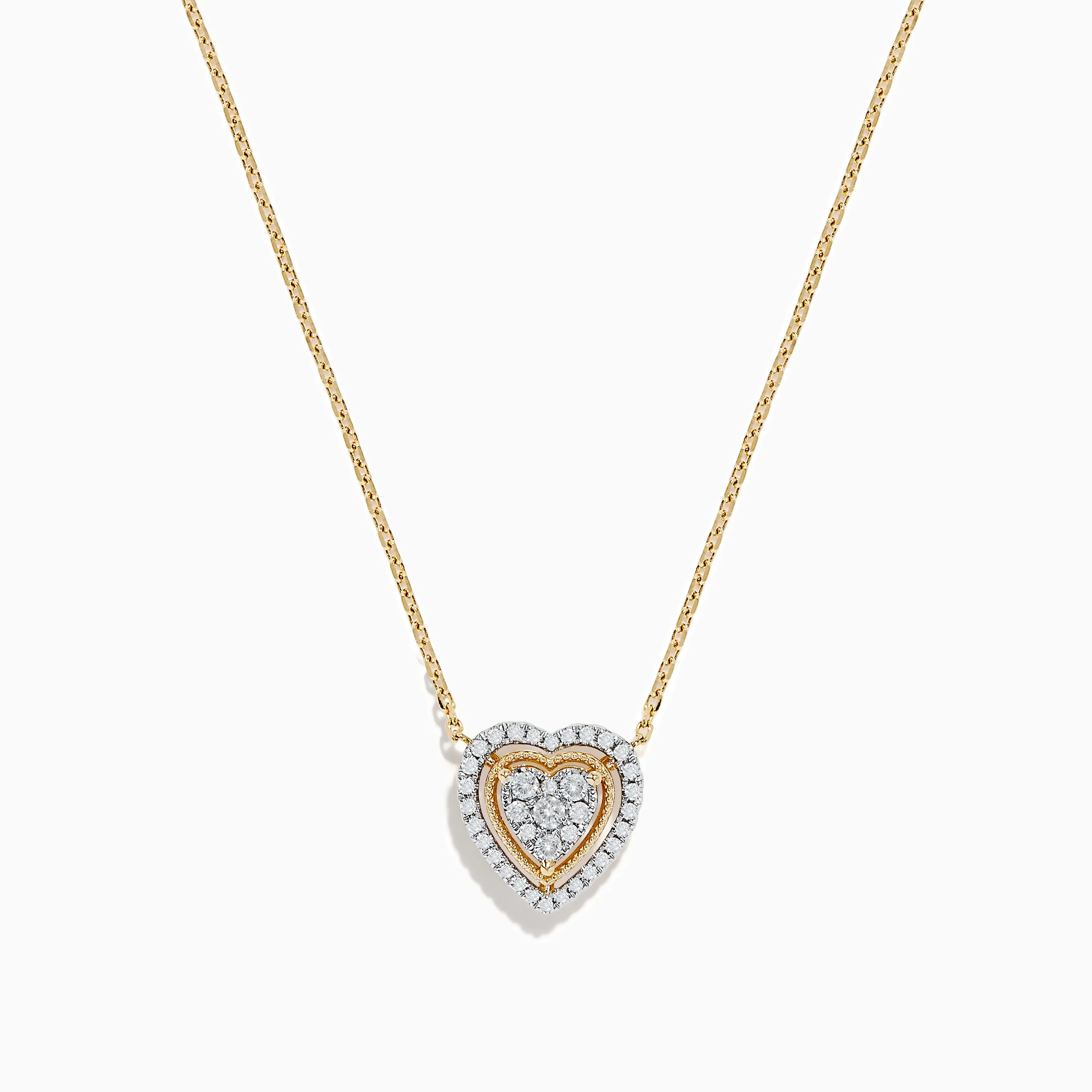 Novelty 14K Yellow Gold Diamond Heart Necklace sold by Effy