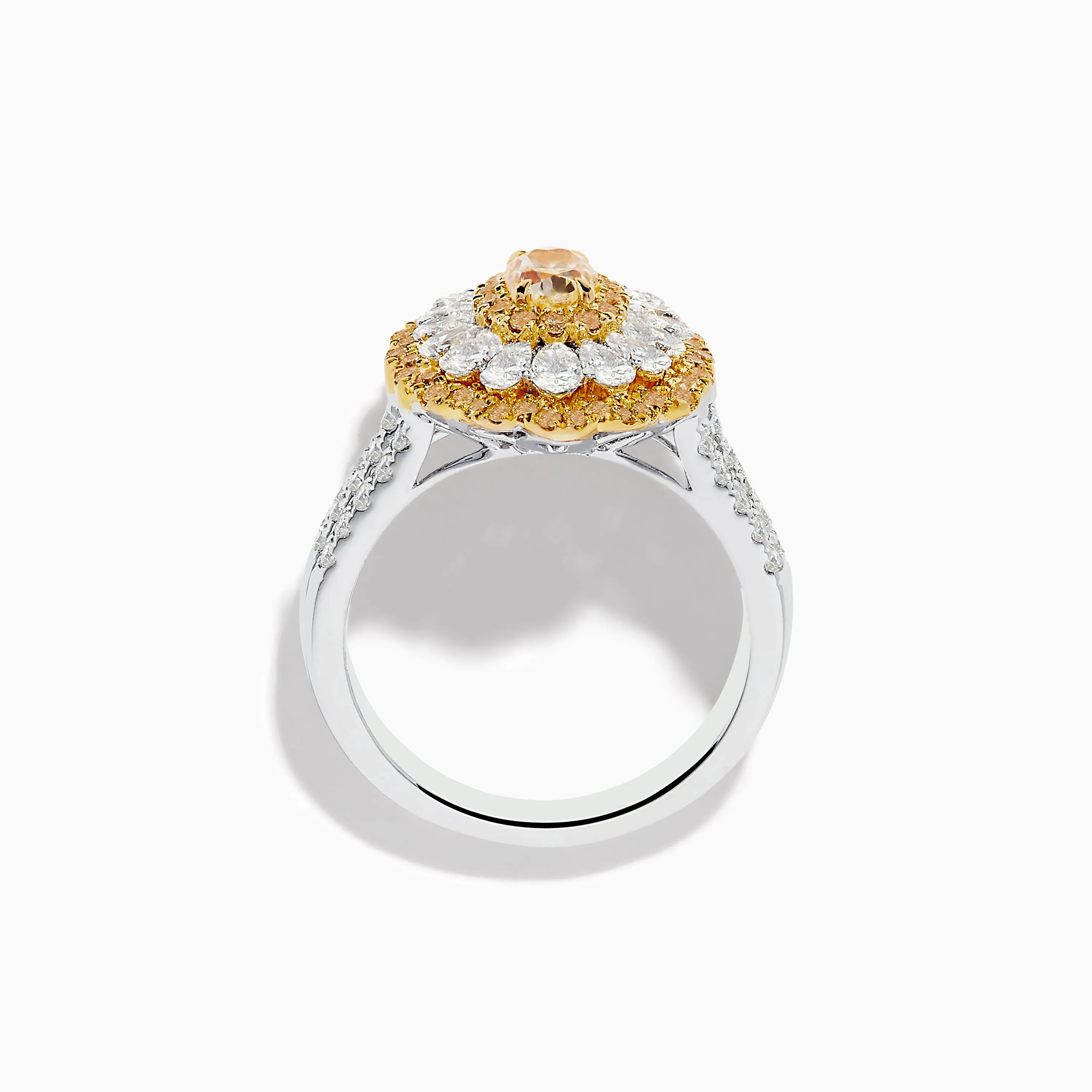 Canare 18K Two-Tone Yellow and White Diamond Layered Oval Halo Ring sold by Effy product image thumbnail 3
