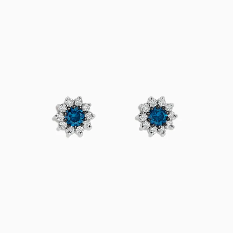 Bella Bleu 14K White Gold Blue and White Diamond Earrings 1.20 TCW sold by Effy