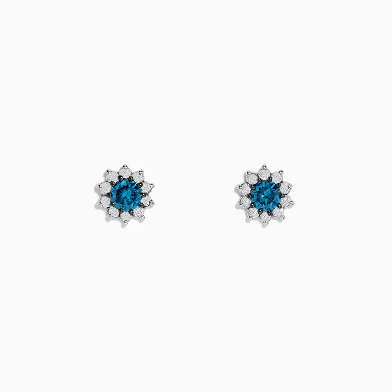 Bella Bleu 14K White Gold Blue and White Diamond Earrings 0.80 TCW sold by Effy