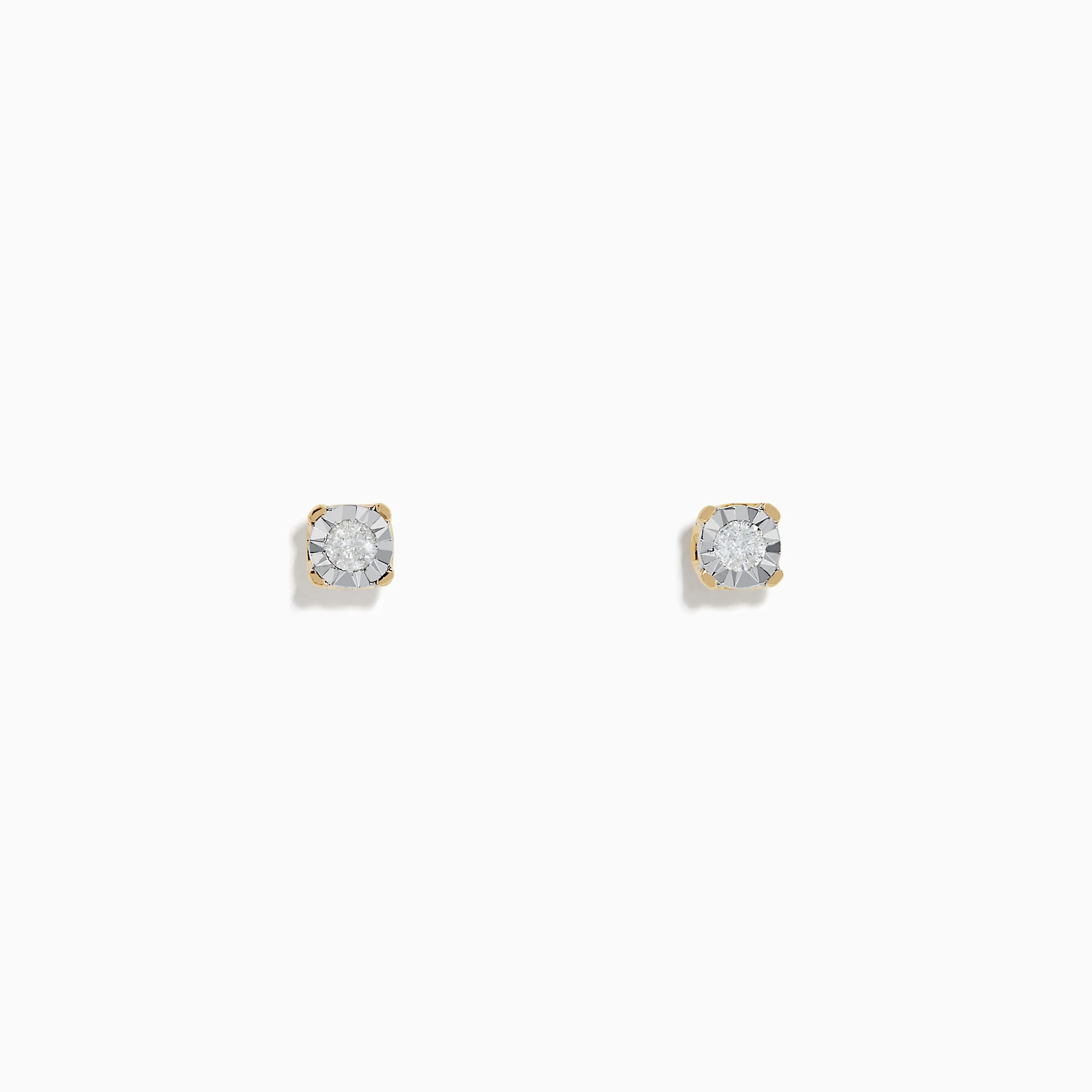14K Two Tone White & Yellow Gold Diamond Solitaire Stud Earrings 0.10 TCW sold by Effy