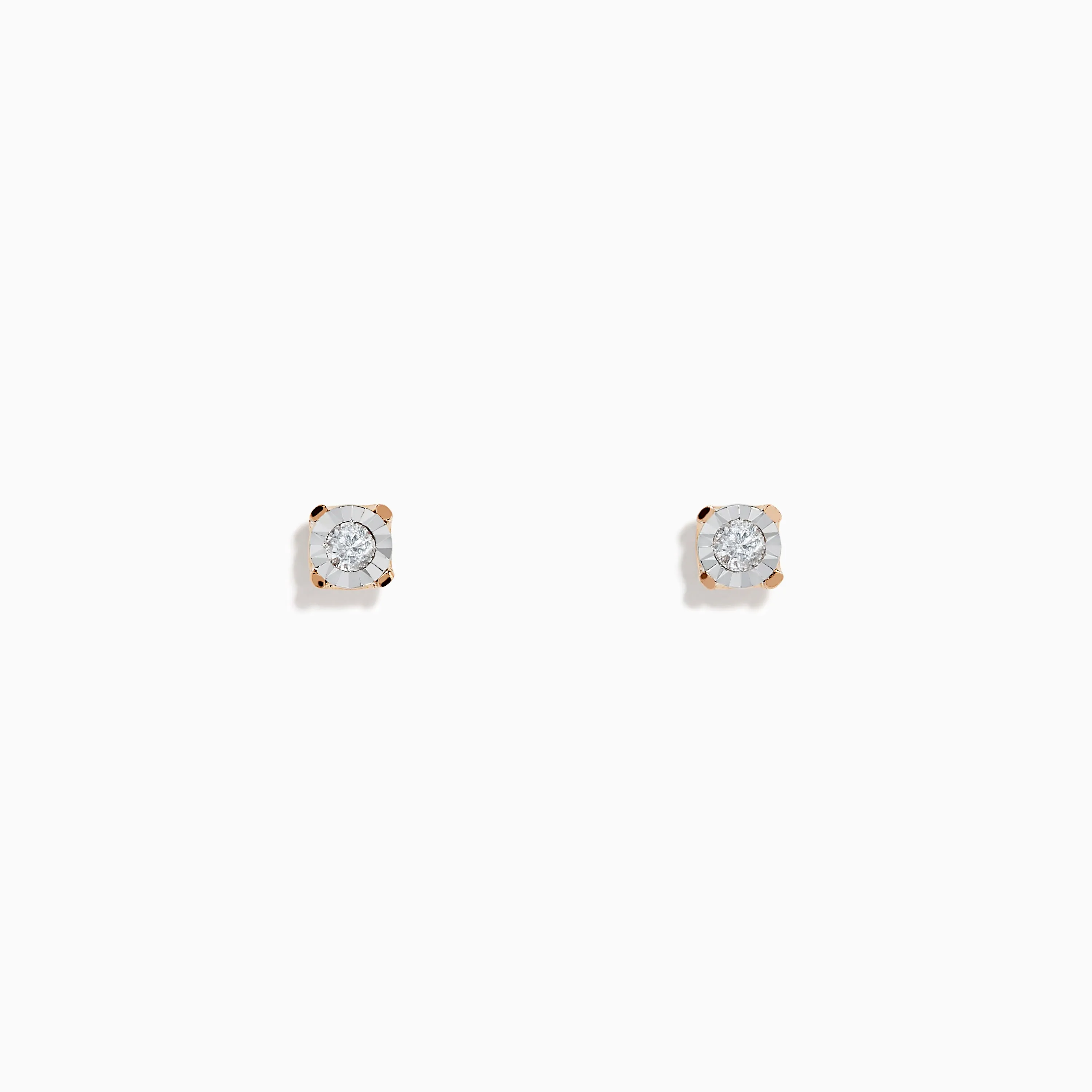 14K White & Rose Gold Diamond Solitaire Stud Earrings 0.10 TCW sold by Effy