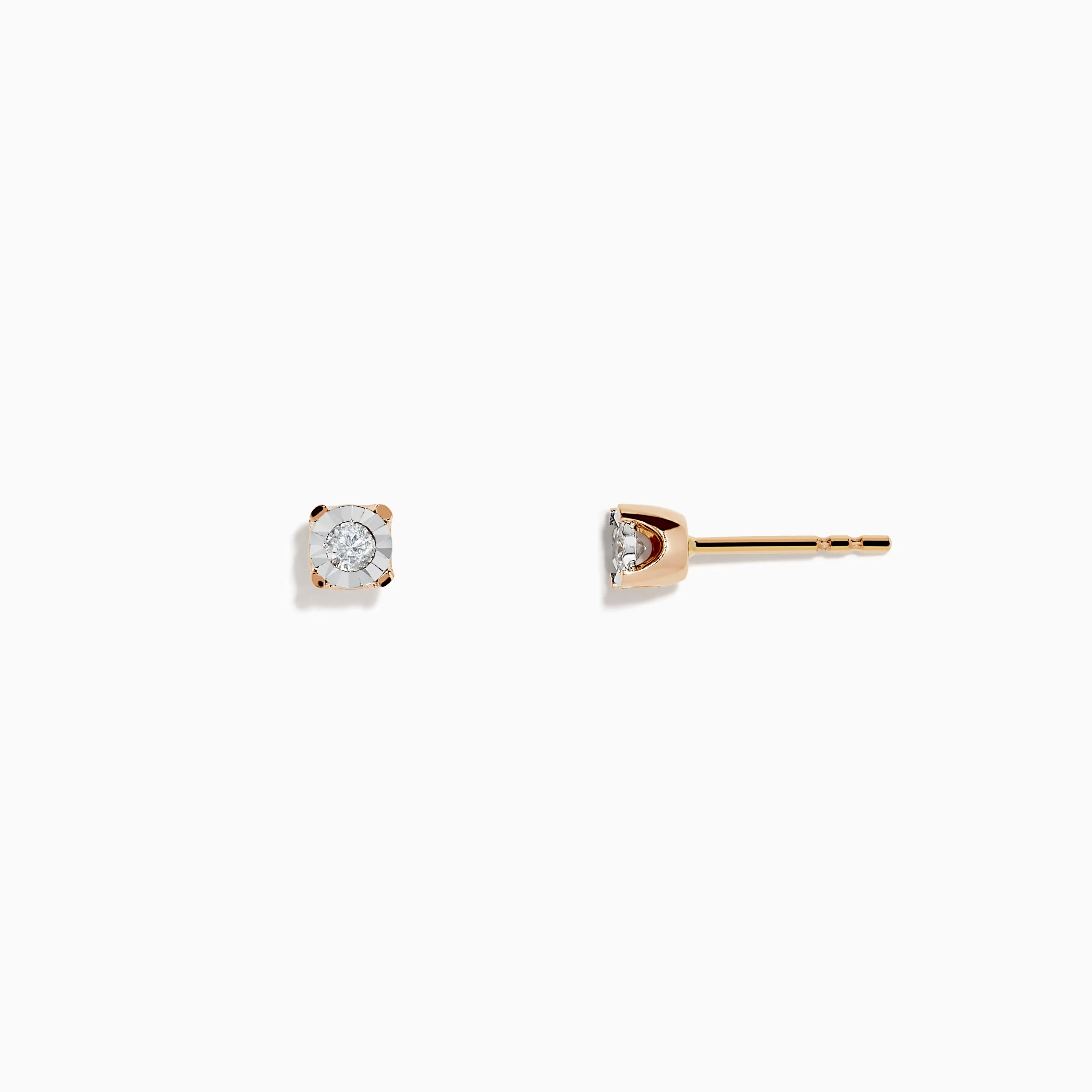 14K White & Rose Gold Diamond Solitaire Stud Earrings 0.10 TCW sold by Effy product image thumbnail 2