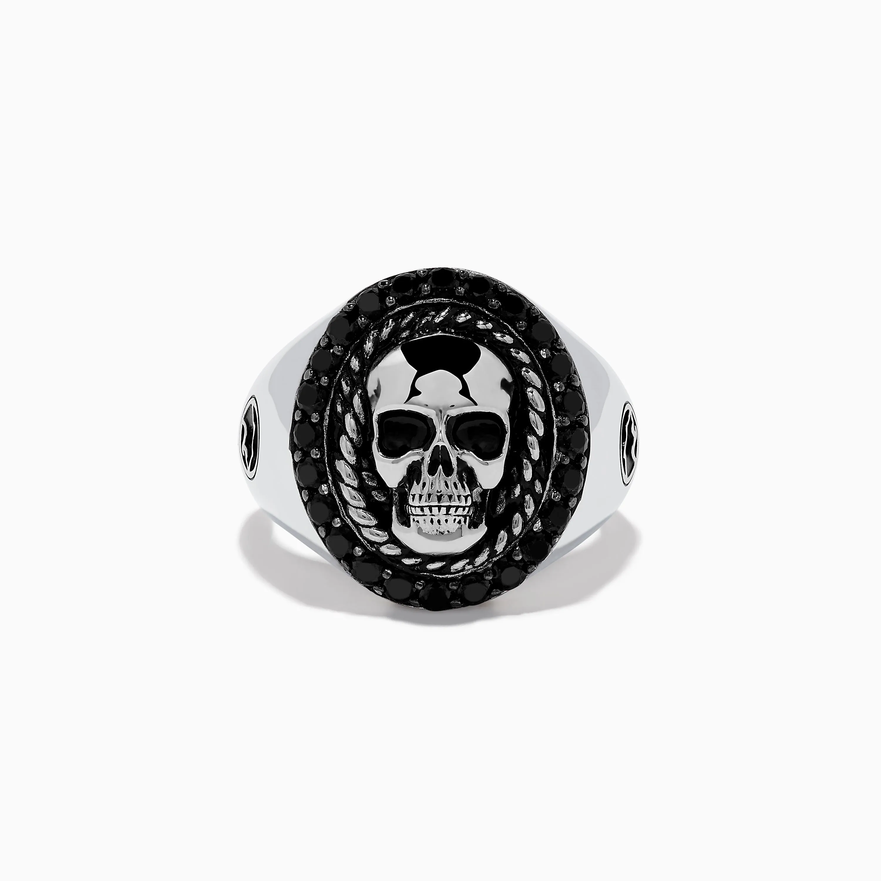 Men's 925 Sterling Silver Black Spinel Skull Ring sold by Effy