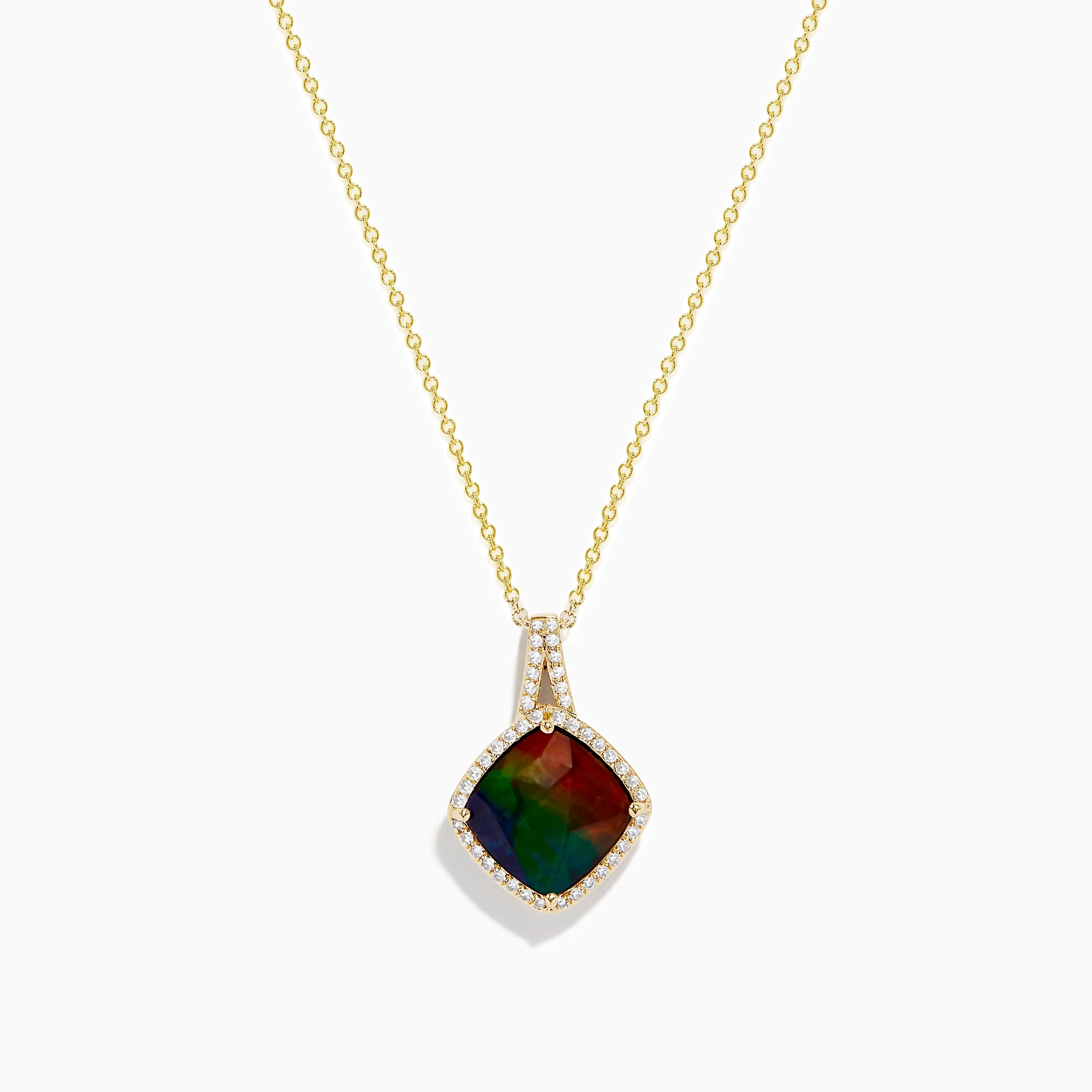 14K Yellow Gold Ammolite and DIamond Pendant sold by Effy
