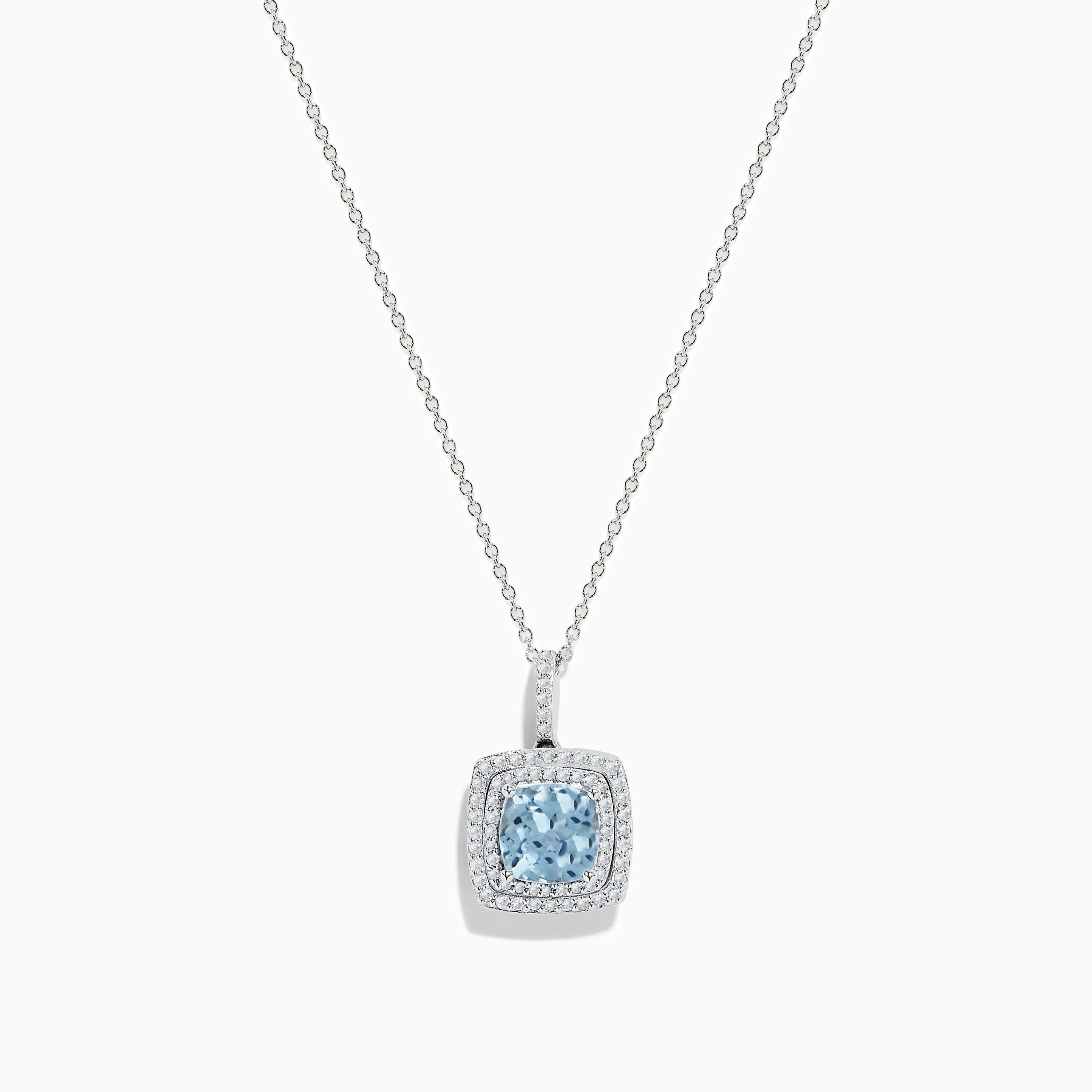 Aquarius 14K White Gold Aquamarine and Diamond Pendant sold by Effy
