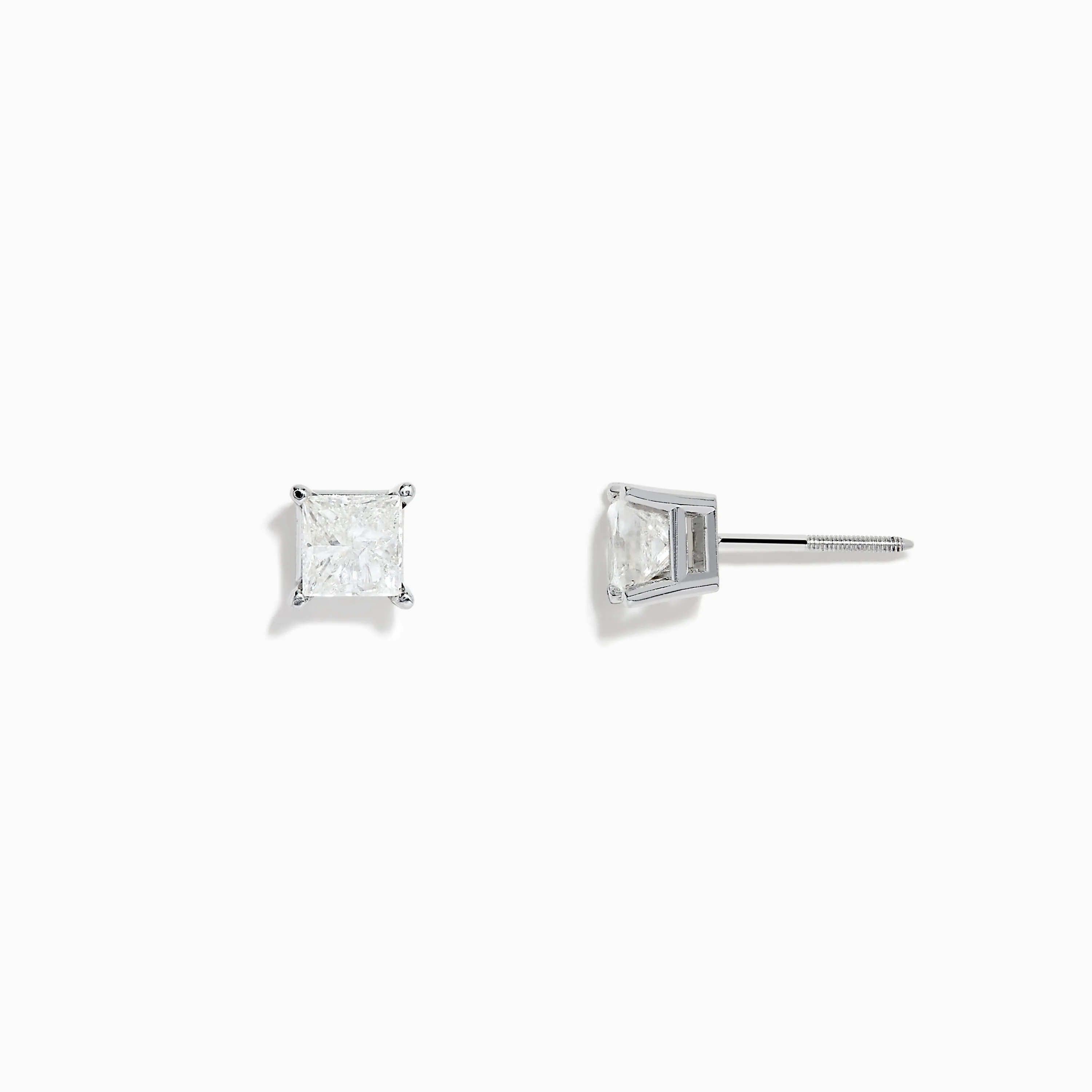 14K White Gold Princess Cut Diamond Solitaire Stud Earrings, 0.98 TCW sold by Effy product image thumbnail 2