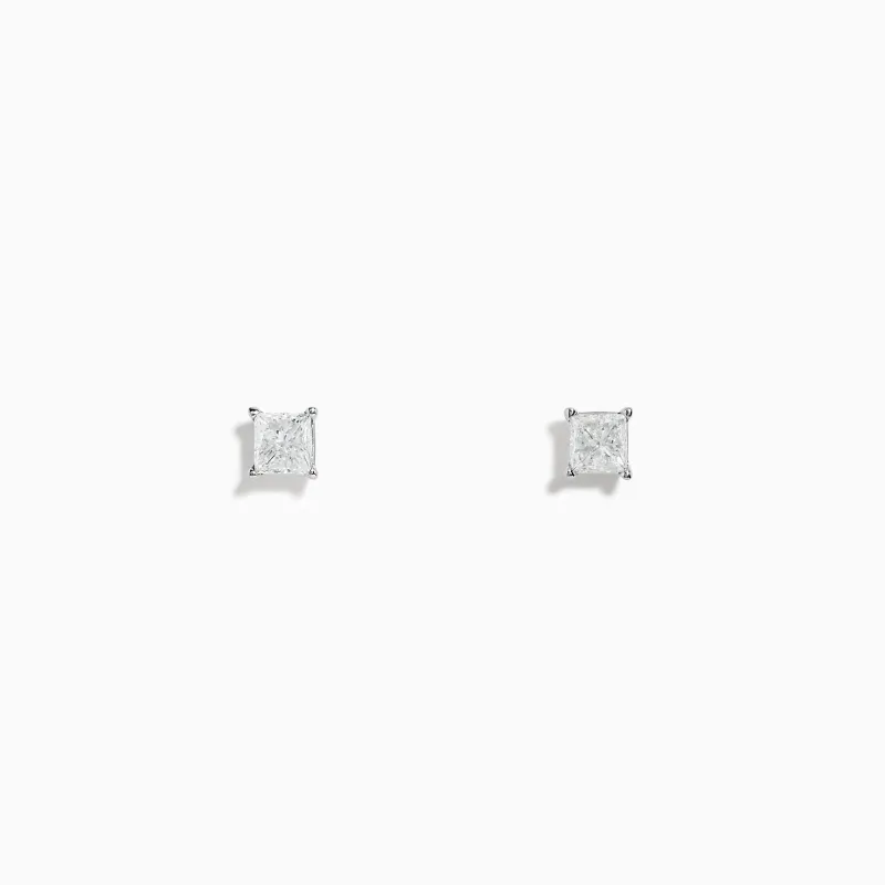 14K White Gold Princess Cut Diamond Solitaire Stud Earrings, 0.49 TCW sold by Effy