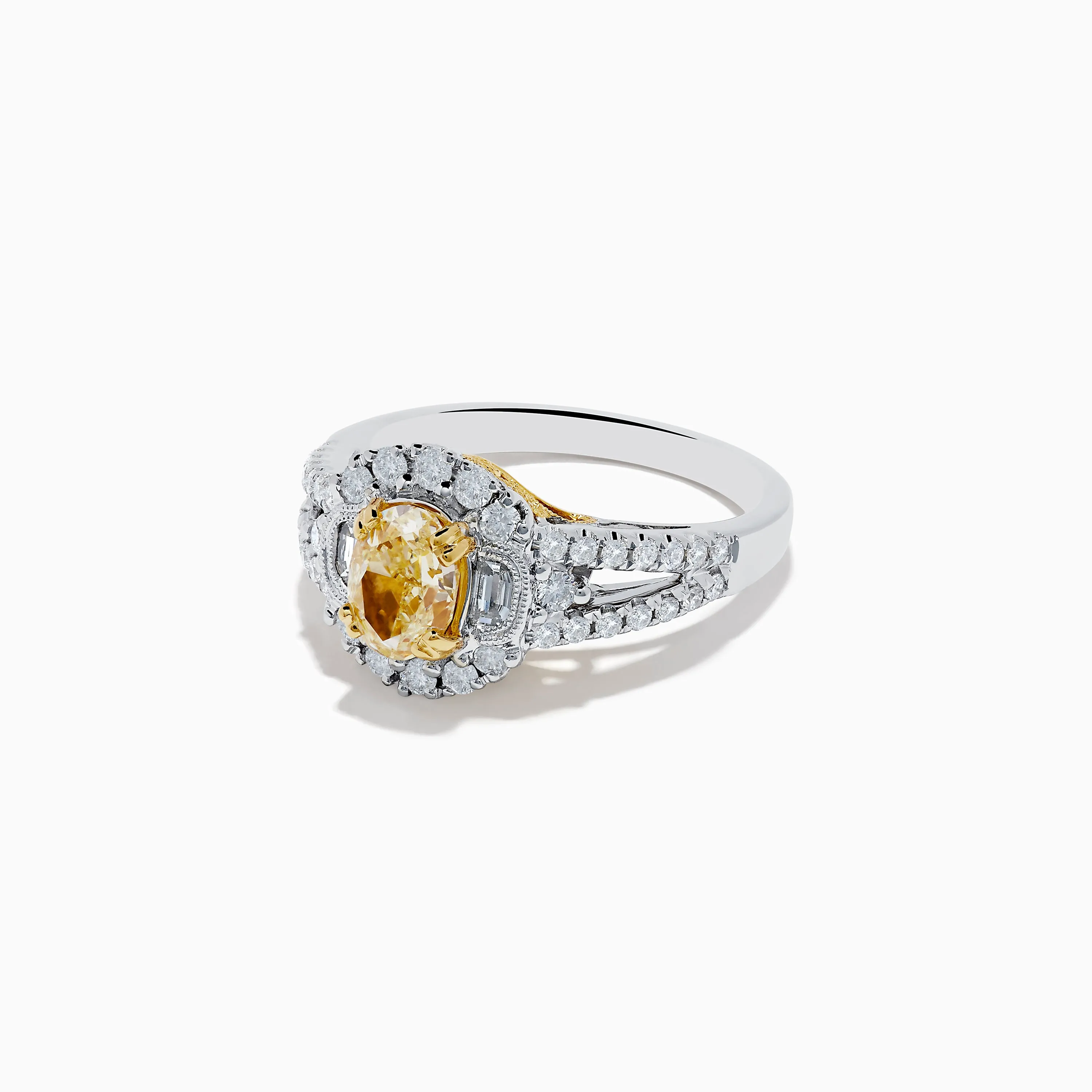 18K Two-Tone Gold Yellow Diamond Oval Halo Ring 1.63 TCW sold by Effy product image thumbnail 2