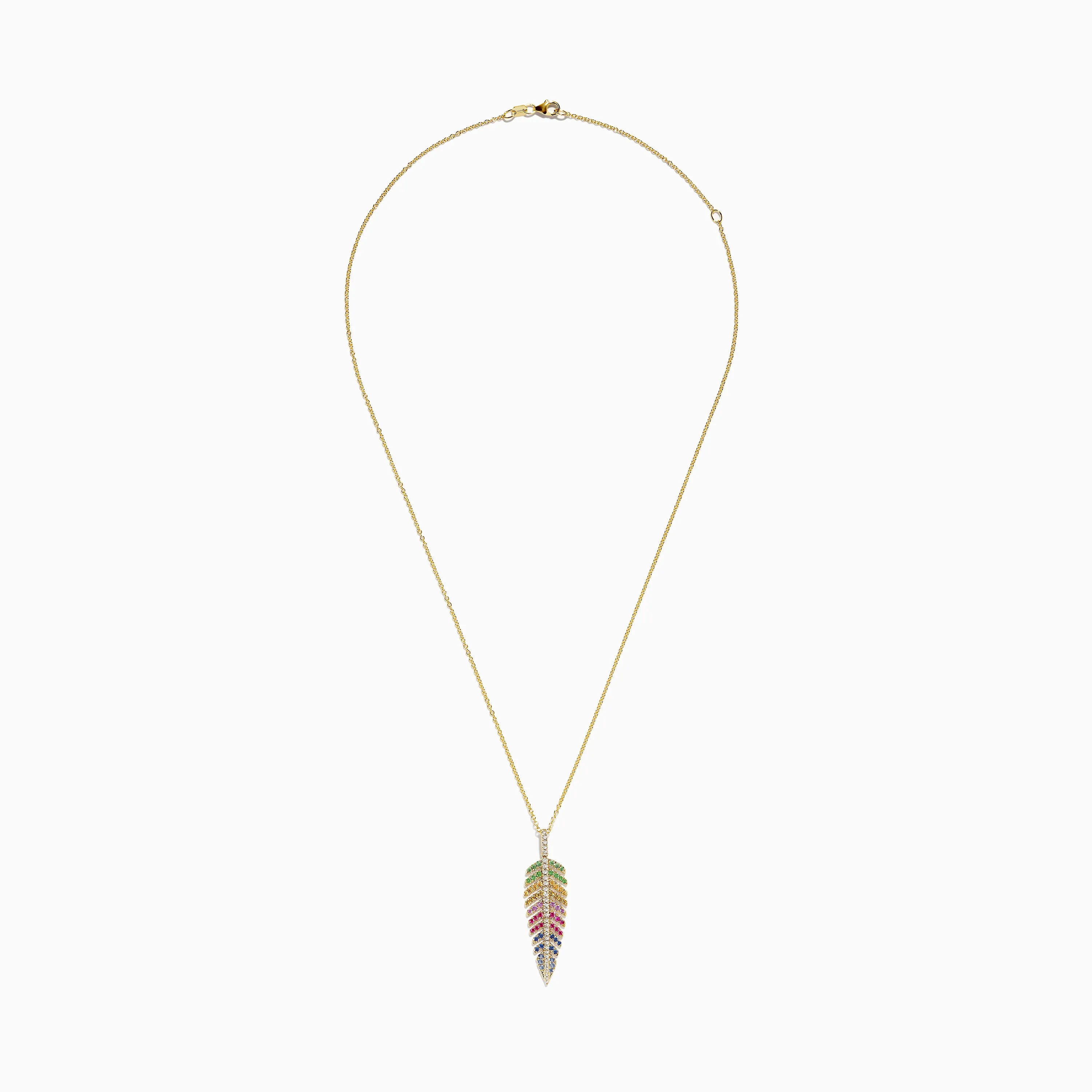 Watercolors 14K Yellow Gold Multi Sapphire and Diamond Leaf Pendant sold by Effy product image thumbnail 2