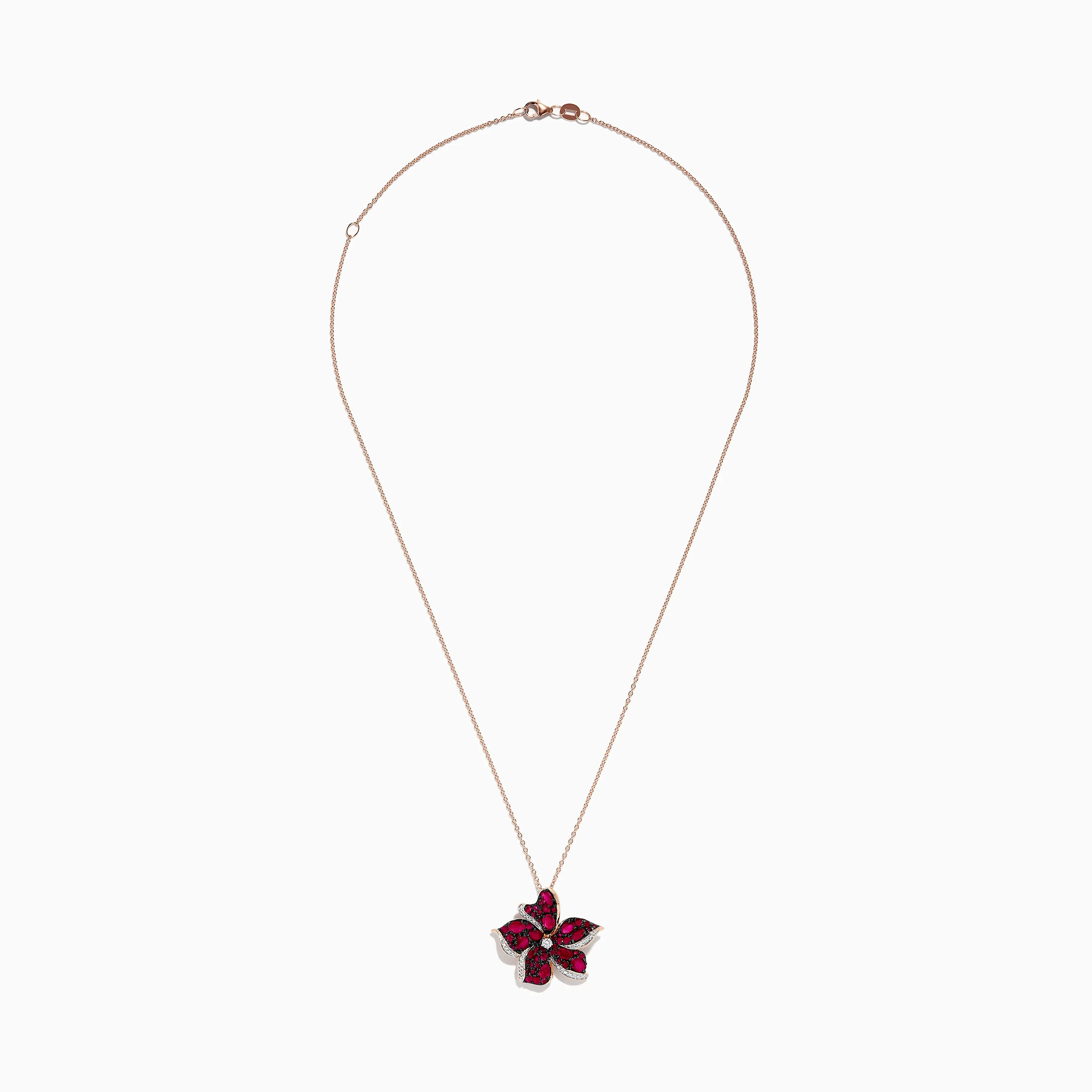Ruby Royale 14K Rose Gold Ruby and Diamond Flower Pendant sold by Effy product image thumbnail 2
