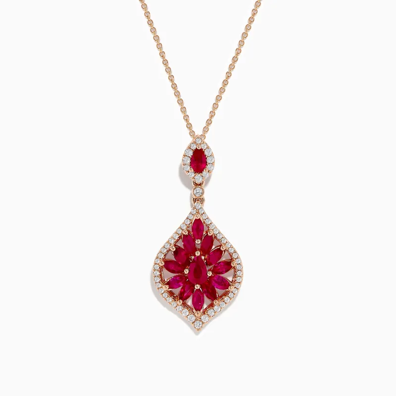 Ruby Royale 14K Rose Gold Ruby and Diamond Pendant sold by Effy