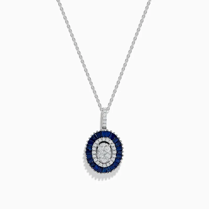 Royal Bleu 14K White Gold Sapphire and Diamond Pendant sold by Effy