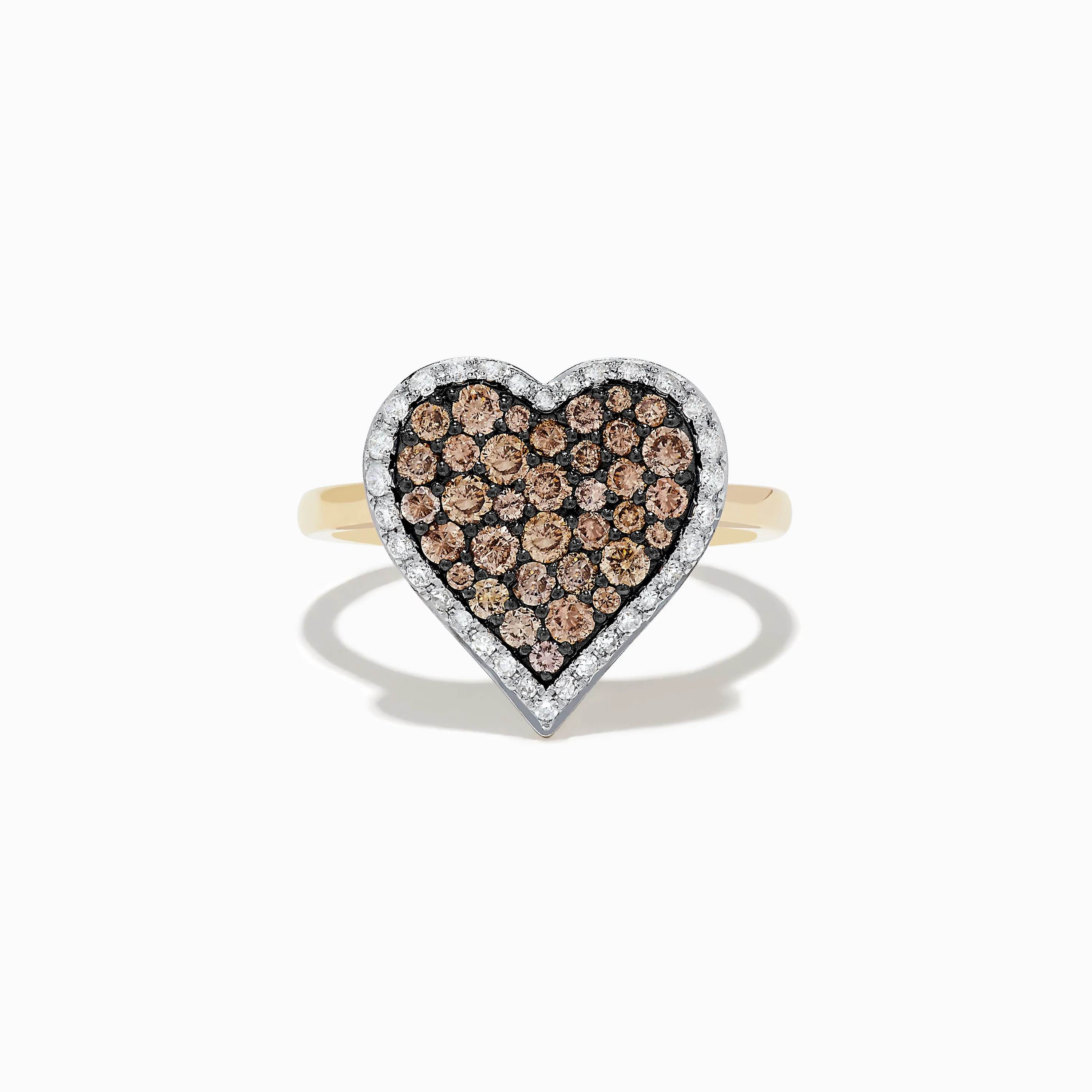 14K Yellow Gold Espresso and White Diamond Heart Ring sold by Effy