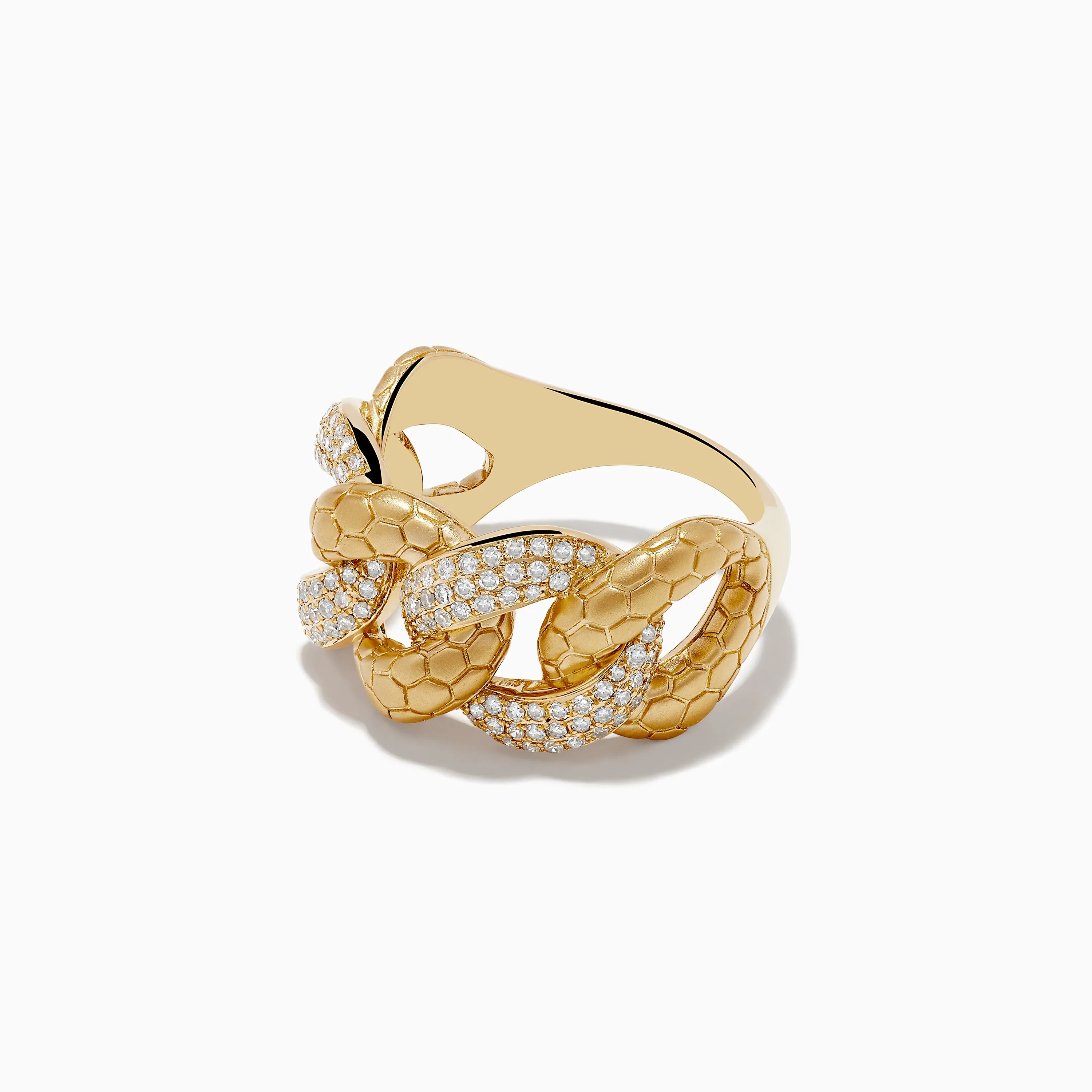 D'Oro 14K Brushed Gold Yellow Gold Interlocking Diamond Ring sold by Effy product image thumbnail 2