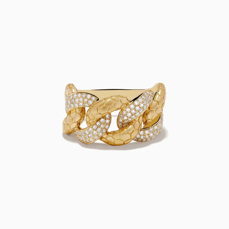 D'Oro 14K Brushed Gold Yellow Gold Interlocking Diamond Ring sold by Effy