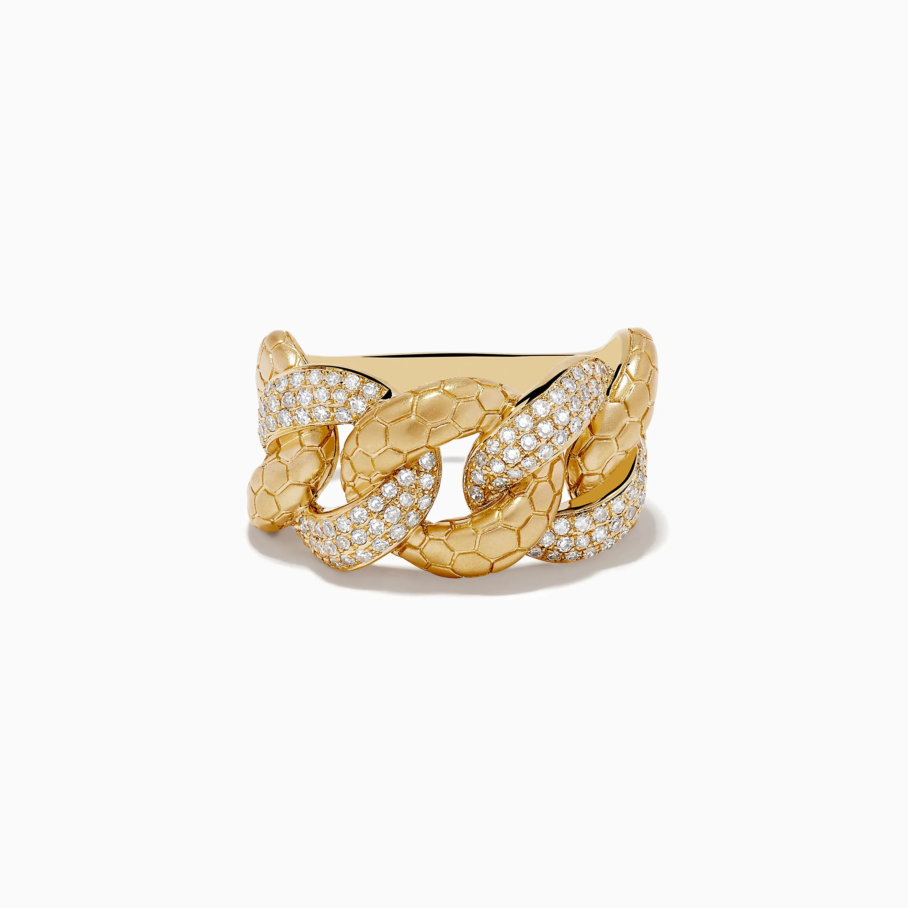 D'Oro 14K Brushed Gold Yellow Gold Interlocking Diamond Ring sold by Effy