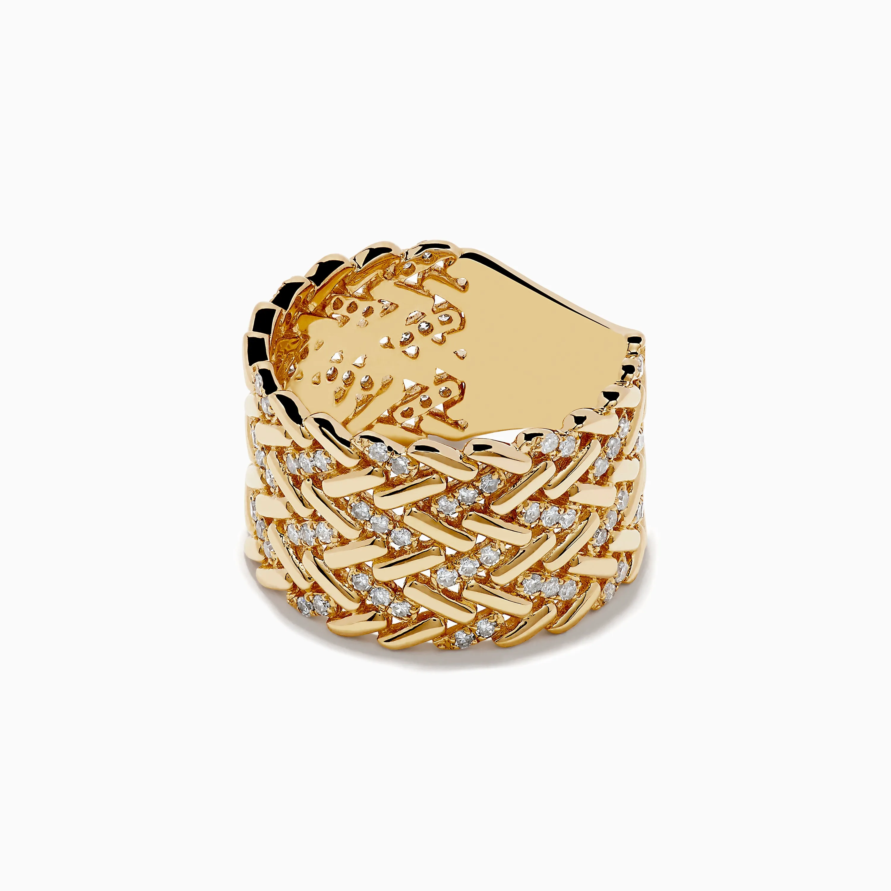D'Oro 14K Yellow Gold Diamond Basket Weave Ring sold by Effy product image thumbnail 2