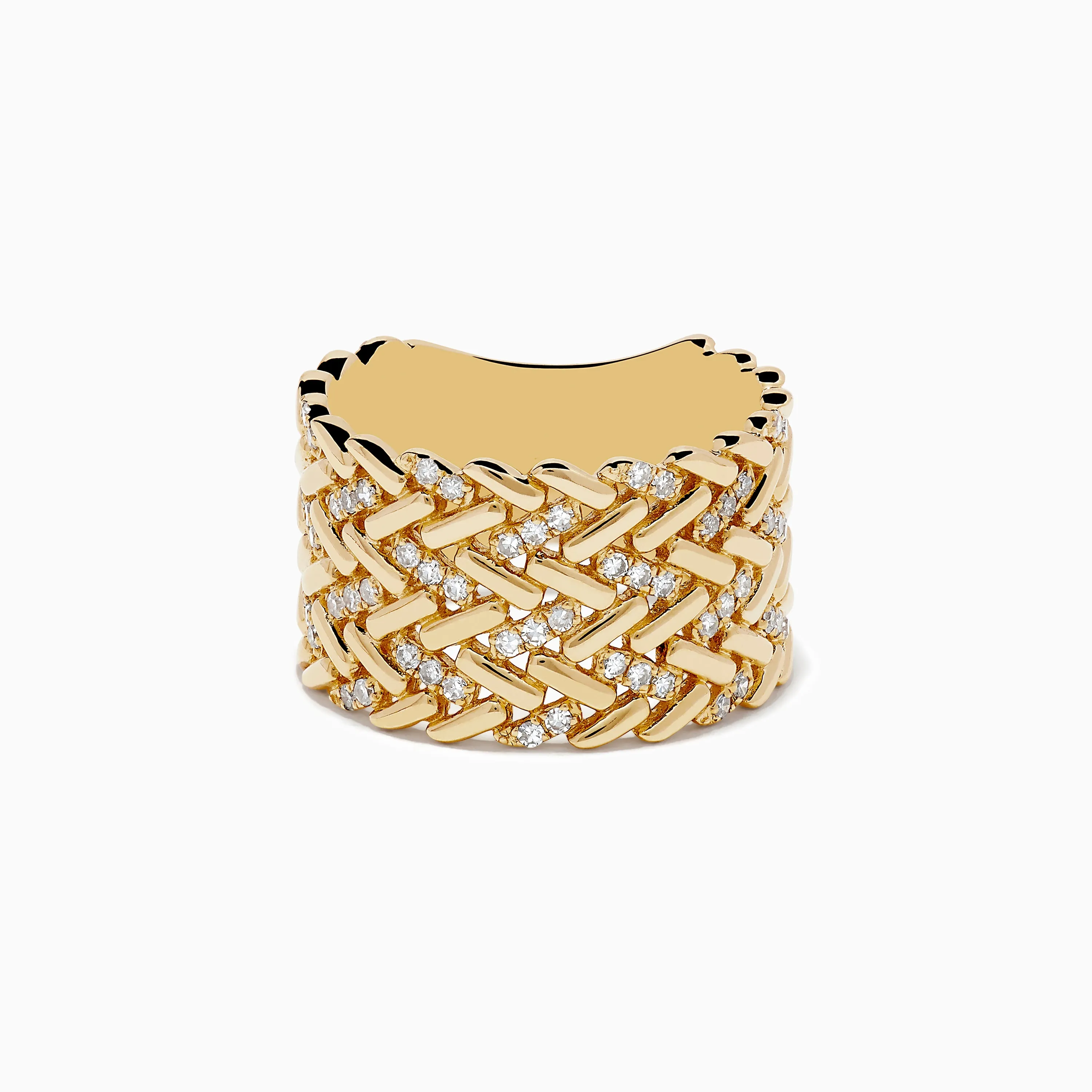 D'Oro 14K Yellow Gold Diamond Basket Weave Ring sold by Effy